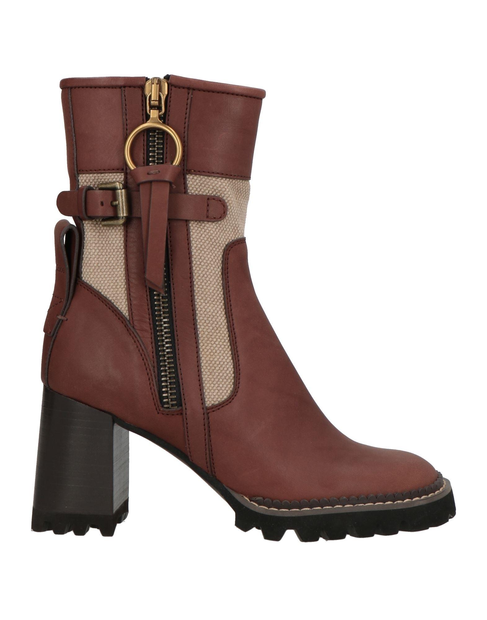 ショートブーツ・ブーティ SEE BY CHLOE Woman Flat ankle boots Brown SB43045A BEIGE See by Chloé Outlet: Flat ankle boots woman - Brown | See by