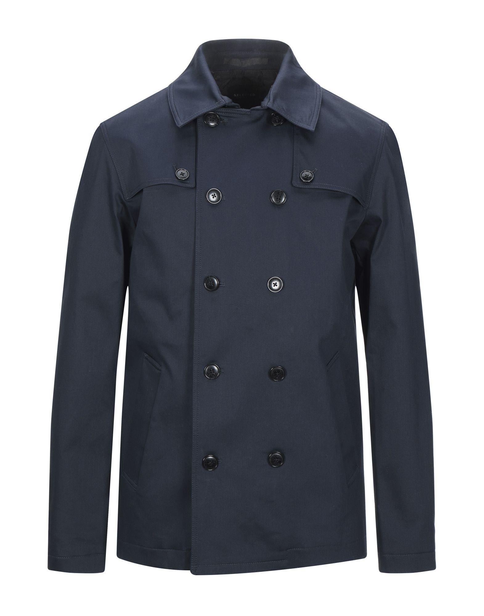 SELECTED Cotton Overcoat in Dark Blue (Blue) for Men - Lyst