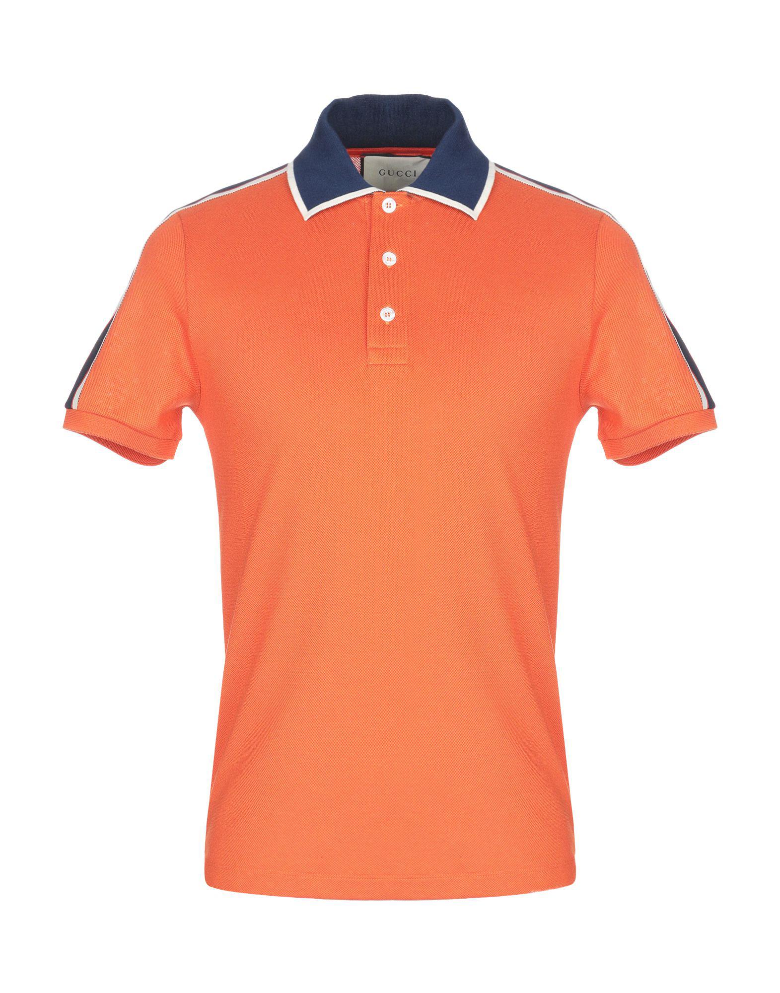 Gucci Cotton Polo Shirt in Orange for Men - Lyst