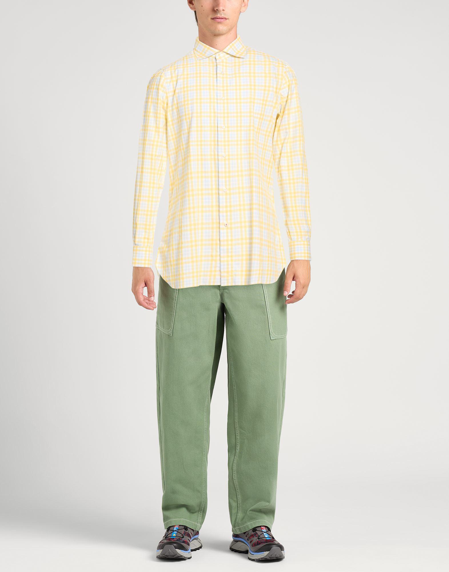 Chemise Homme ISAIA Napoli - Rayures Blanche/Bleu/Vert - Taille 17.75 (Col) 32.5 (Manche) - Coton - Occasion Très Bon État