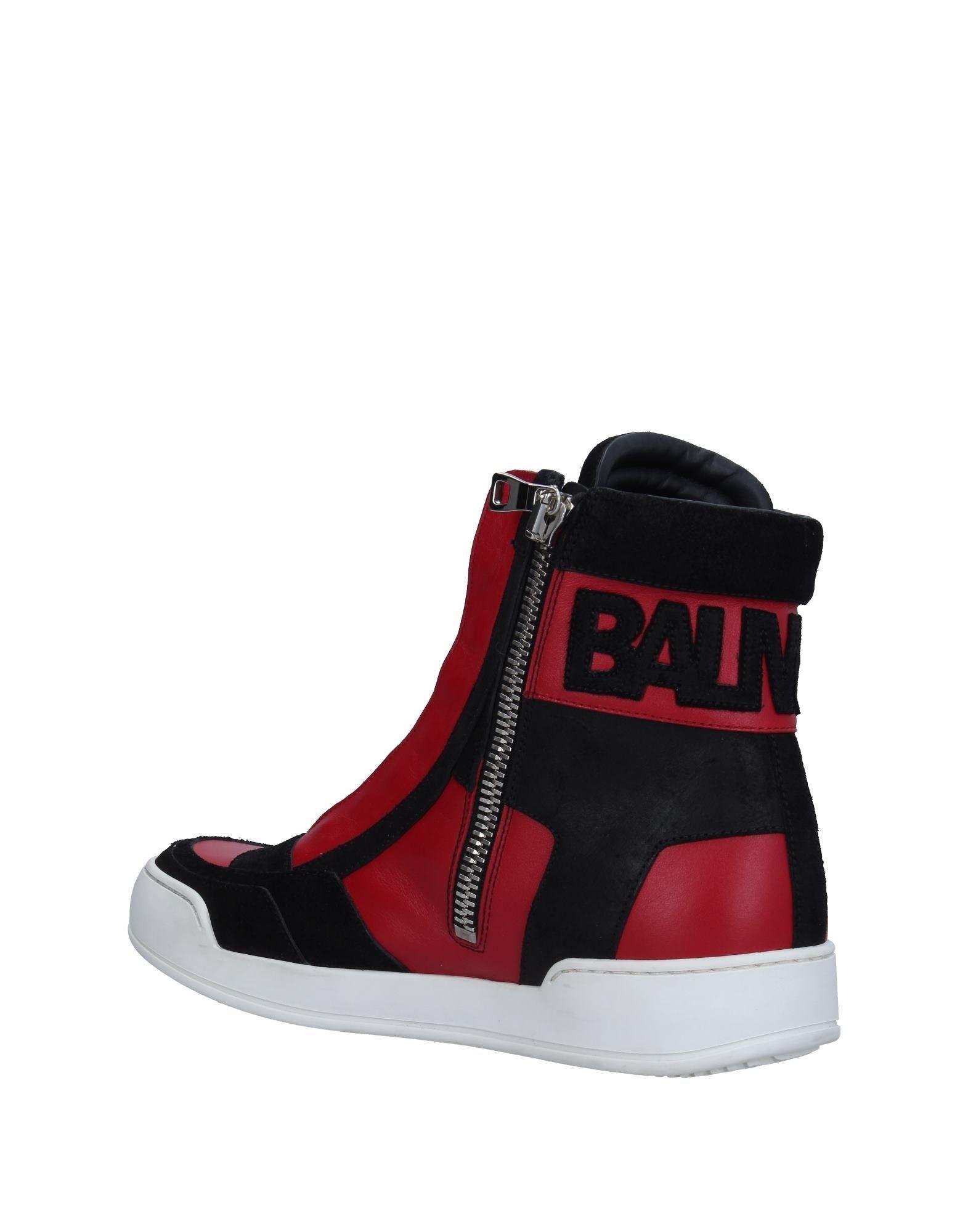 Balmain Leather High-tops & Sneakers in Red for Men - Lyst