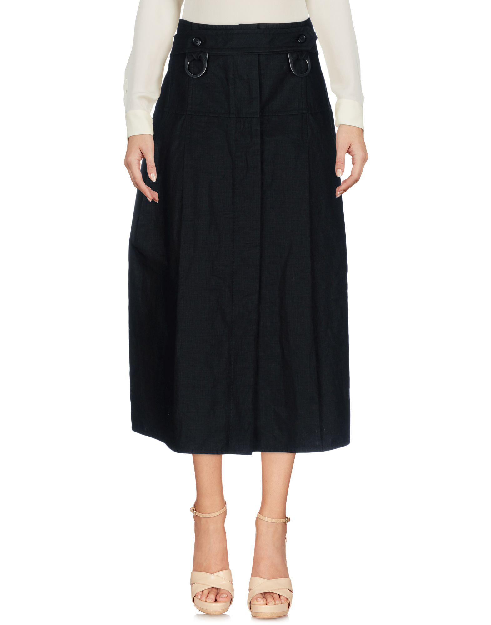 Céline Linen 3/4 Length Skirt in Black - Lyst