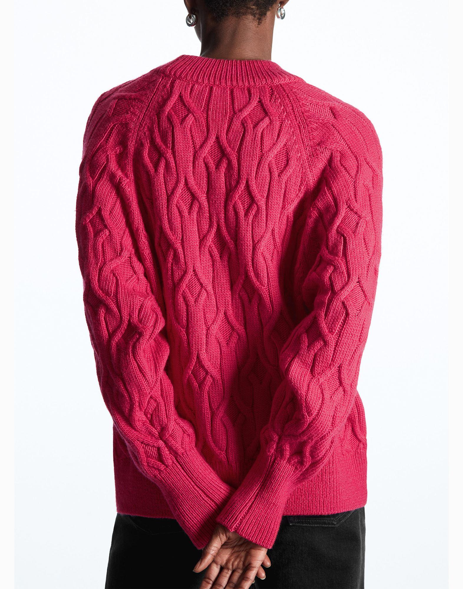 COS Cable-knit Wool-blend Sweater in Pink | Lyst UK
