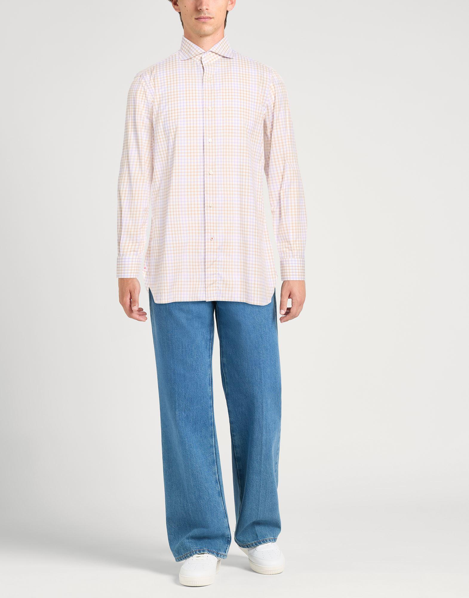 Chemise Habillée ISAIA Napoli Rayures Bleu Vert - Taille 17.75, Manches 32.5, Occasion Très Bon état