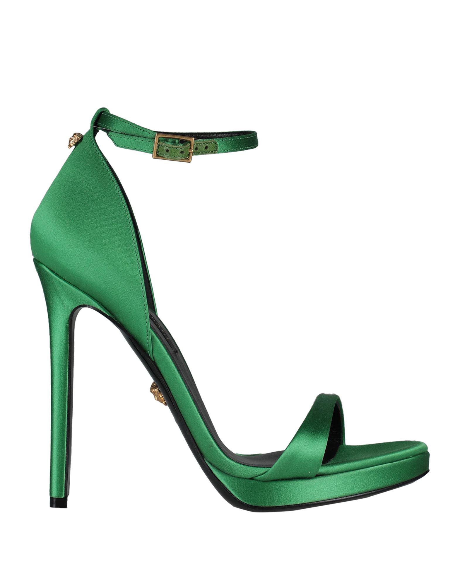 Versace Satin Sandals in Emerald Green 