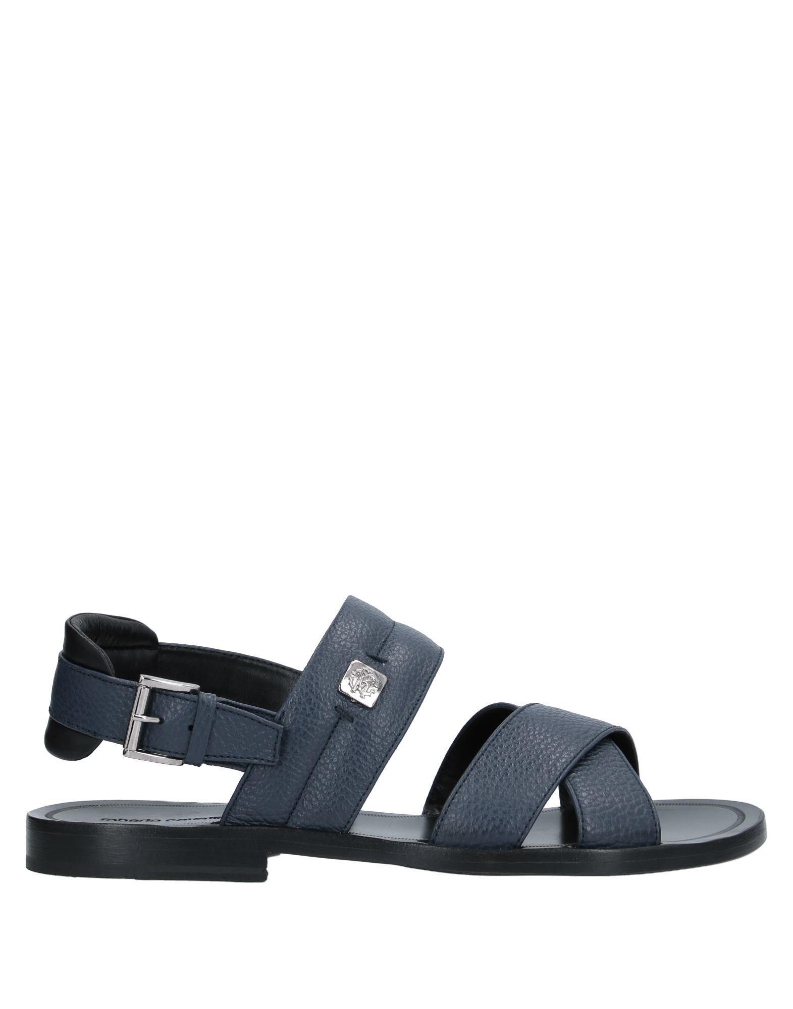 Roberto Cavalli logo-plaque leather slides - Black