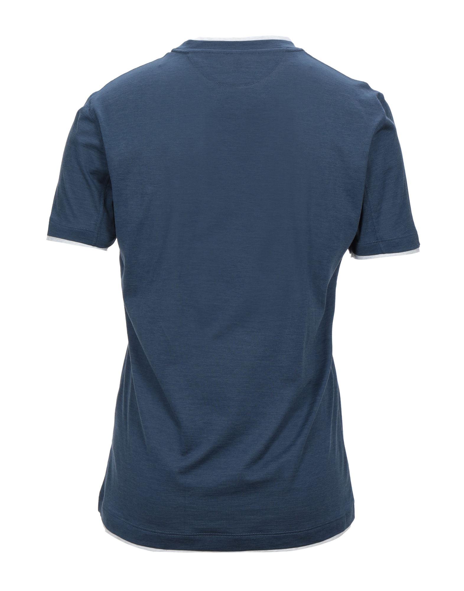 Brunello Cucinelli Silk T-shirt in Slate Blue (Blue) for Men - Lyst