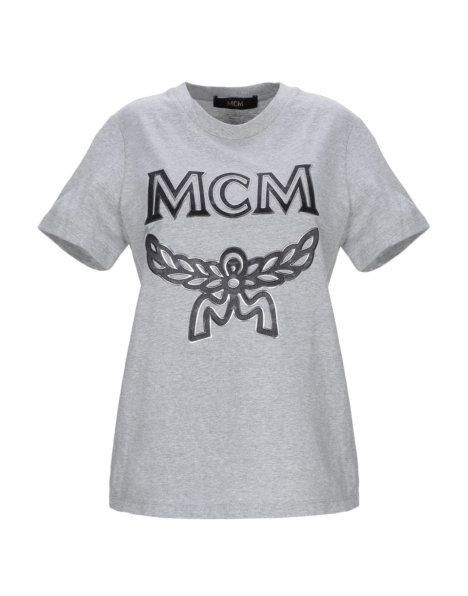MCM Satin Logo T-shirt in Grey (Gray) - Lyst