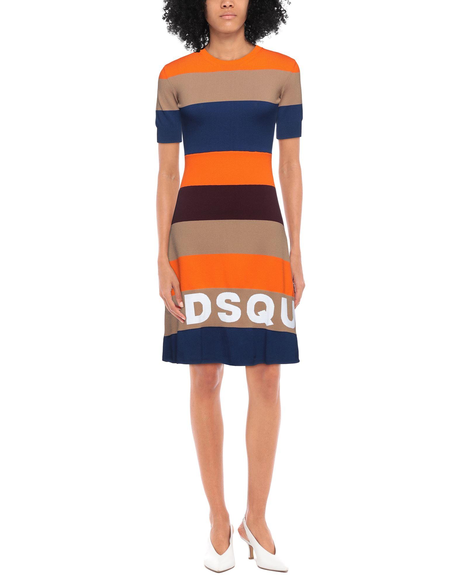 DSquared² Synthetic Midi Dress in Orange | Lyst