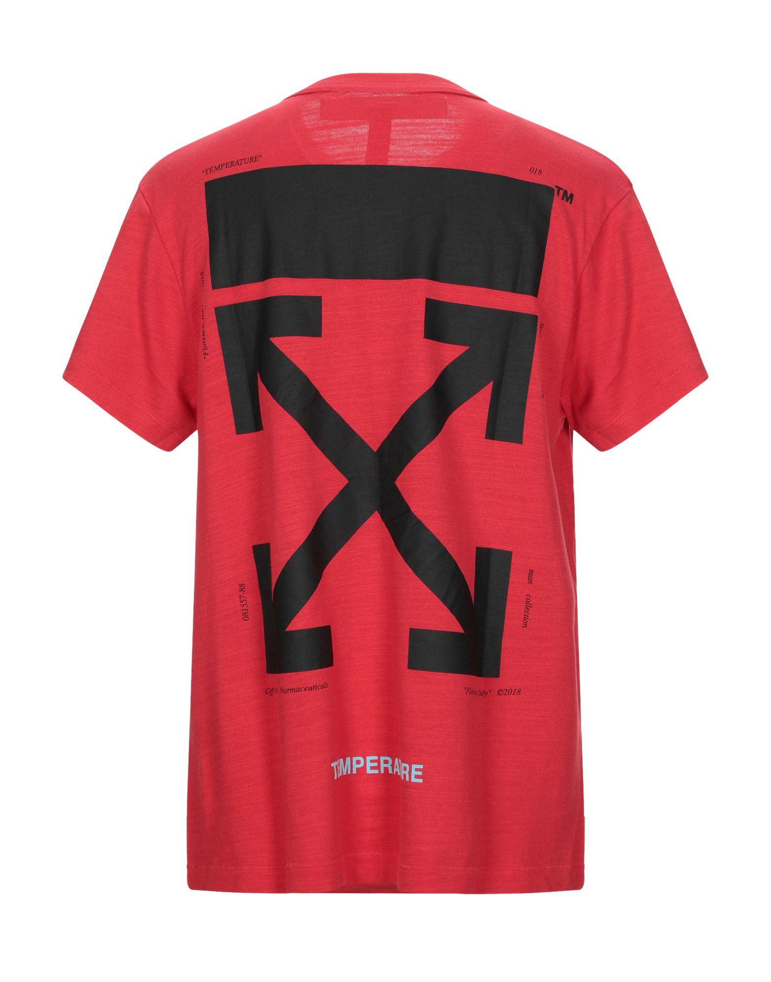 Off-White c/o Virgil Abloh Cotton T-shirt in Red for Men - Lyst
