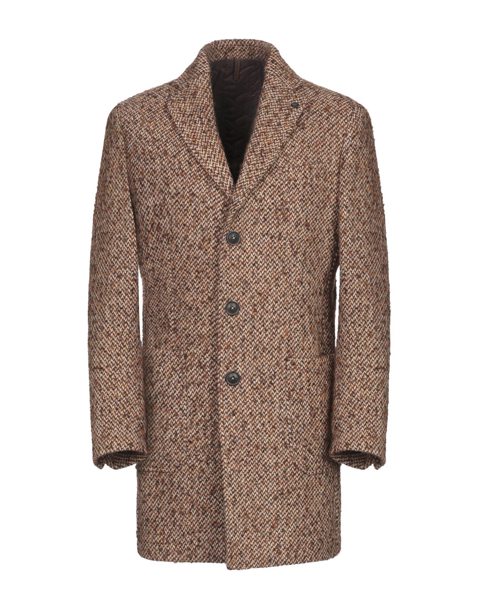 Laboratori Italiani Tweed Coat in Brown for Men - Lyst