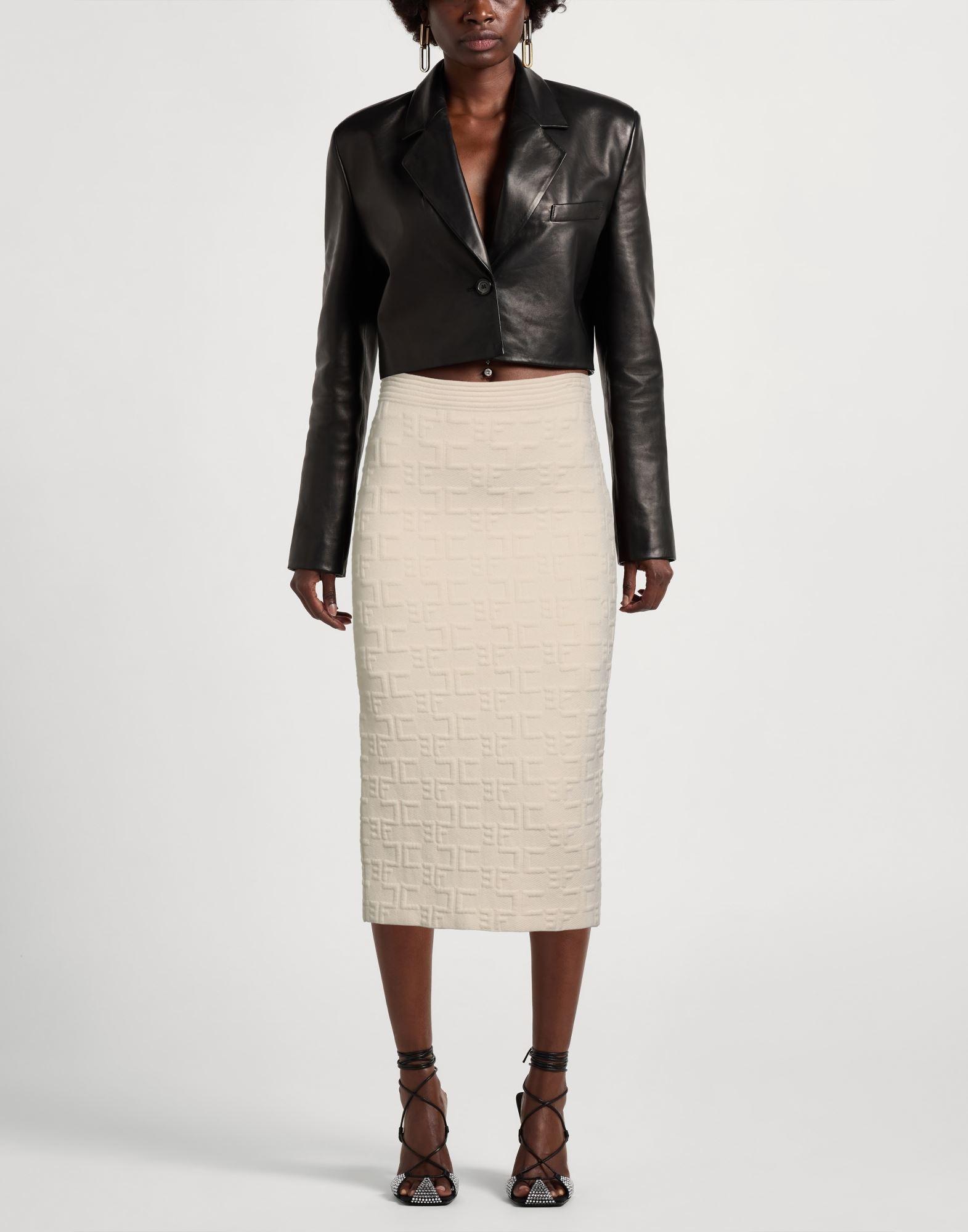 ワンピース ELISABETTA FRANCHI Women Mid Skirts TP00151E2360 avorio Beig Elisabetta Franchi - Midi Skirt with Darts and Belt - Beige