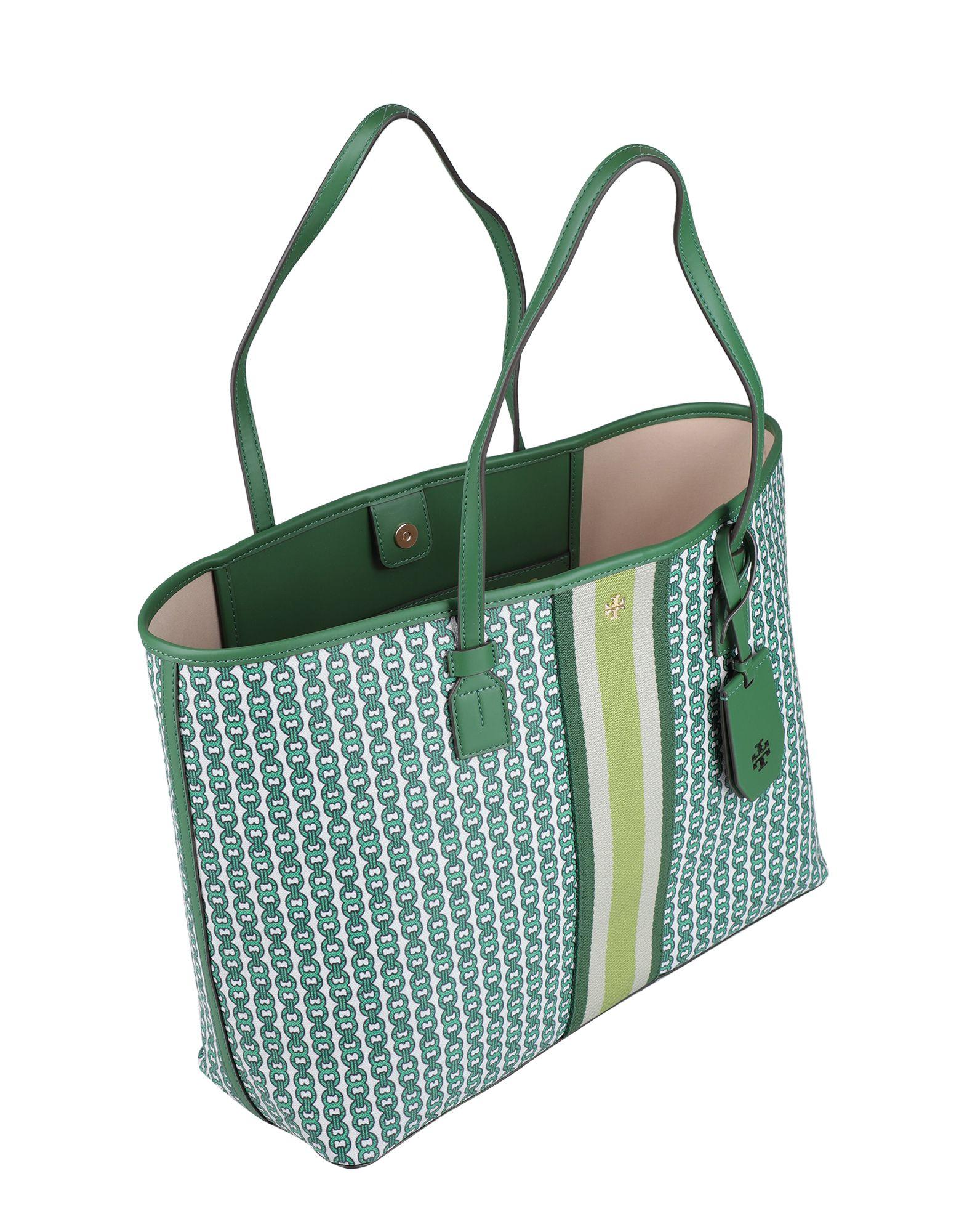 Tory Burch Green Coated Canvas Small Gemini Link Tote Tory Burch