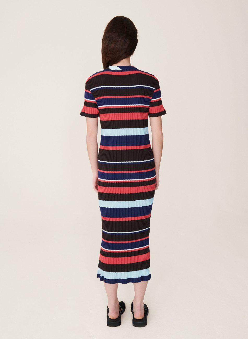 YMC Bluebird Rib Cotton Stripe Dress Multi in Red | Lyst
