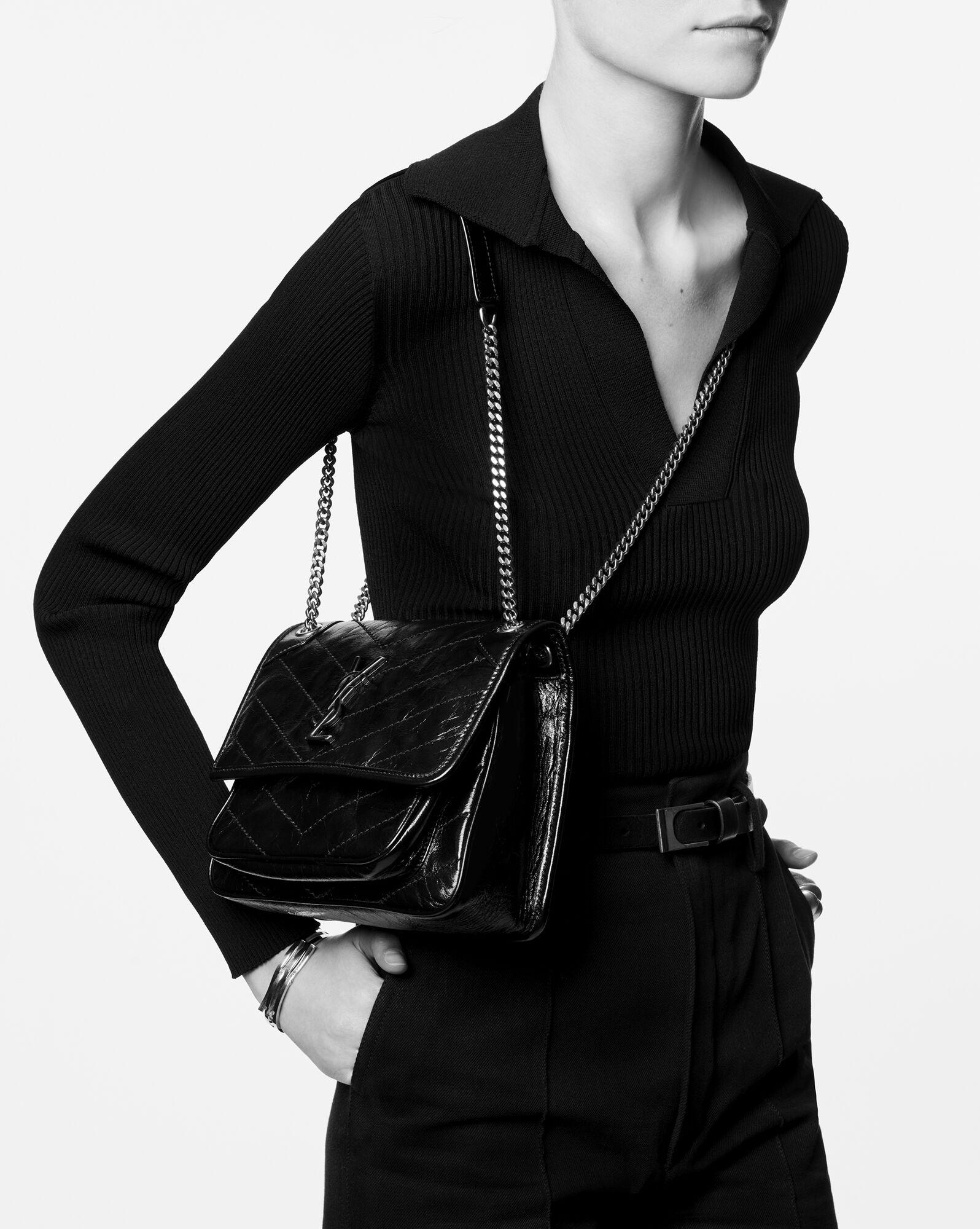 Saint Laurent Niki Baby Chain Bag In Crinkled Lambskin in Yellow