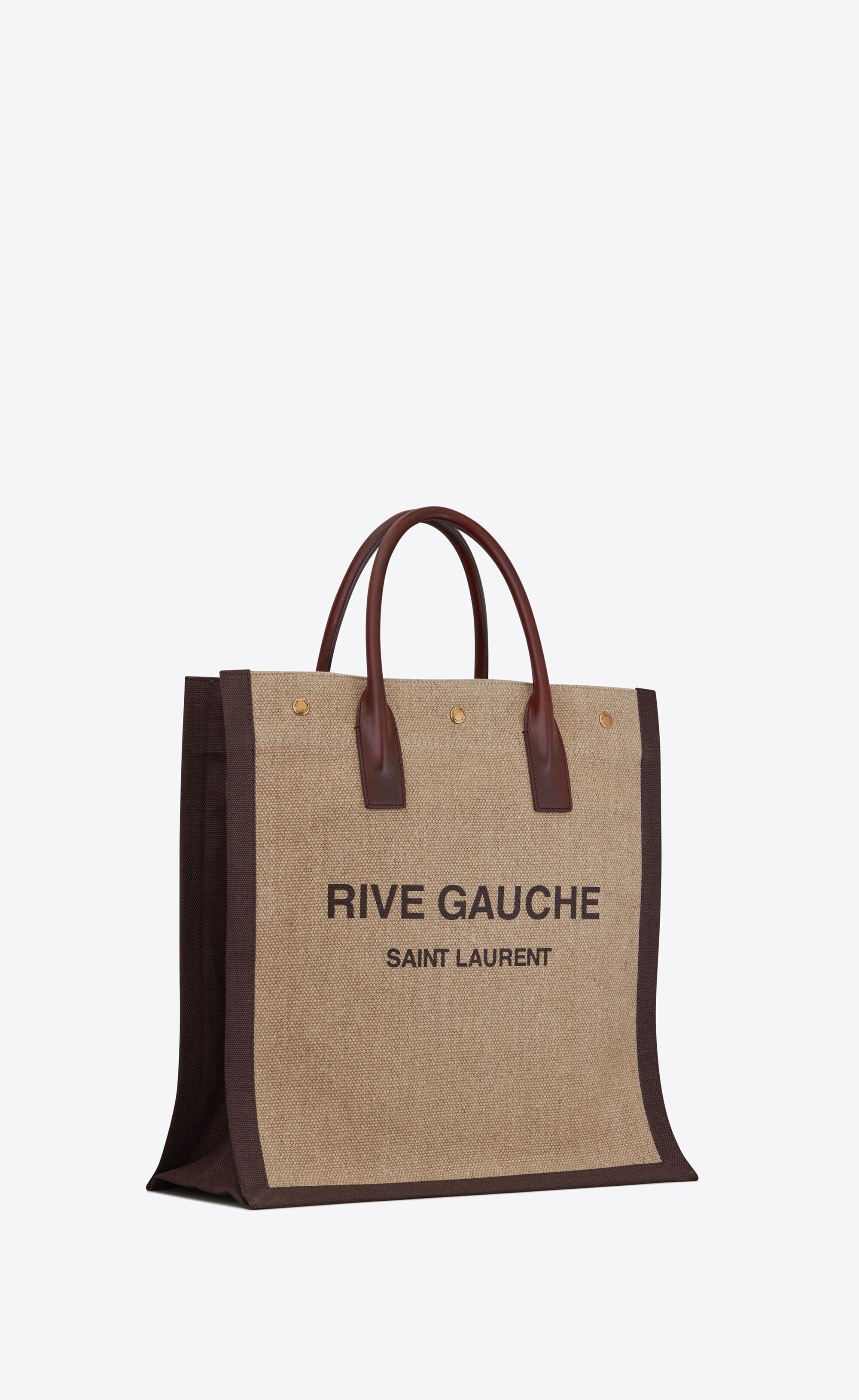 Saint Laurent Rive Gauche N/s Tote Bag In Printed Linen And 