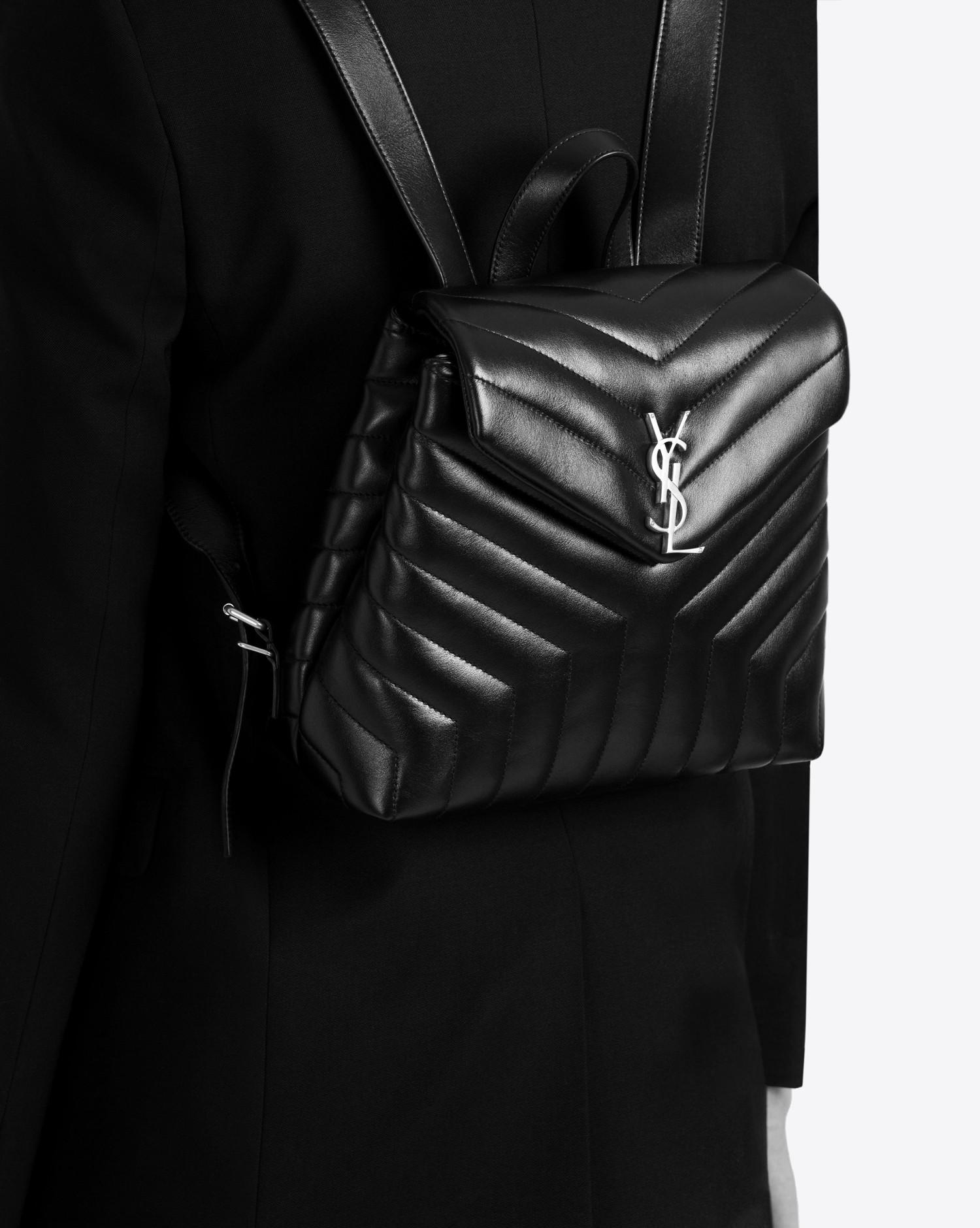 Saint Laurent Loulou Small Backpack In Matelassé "y" Leather in Black | Lyst