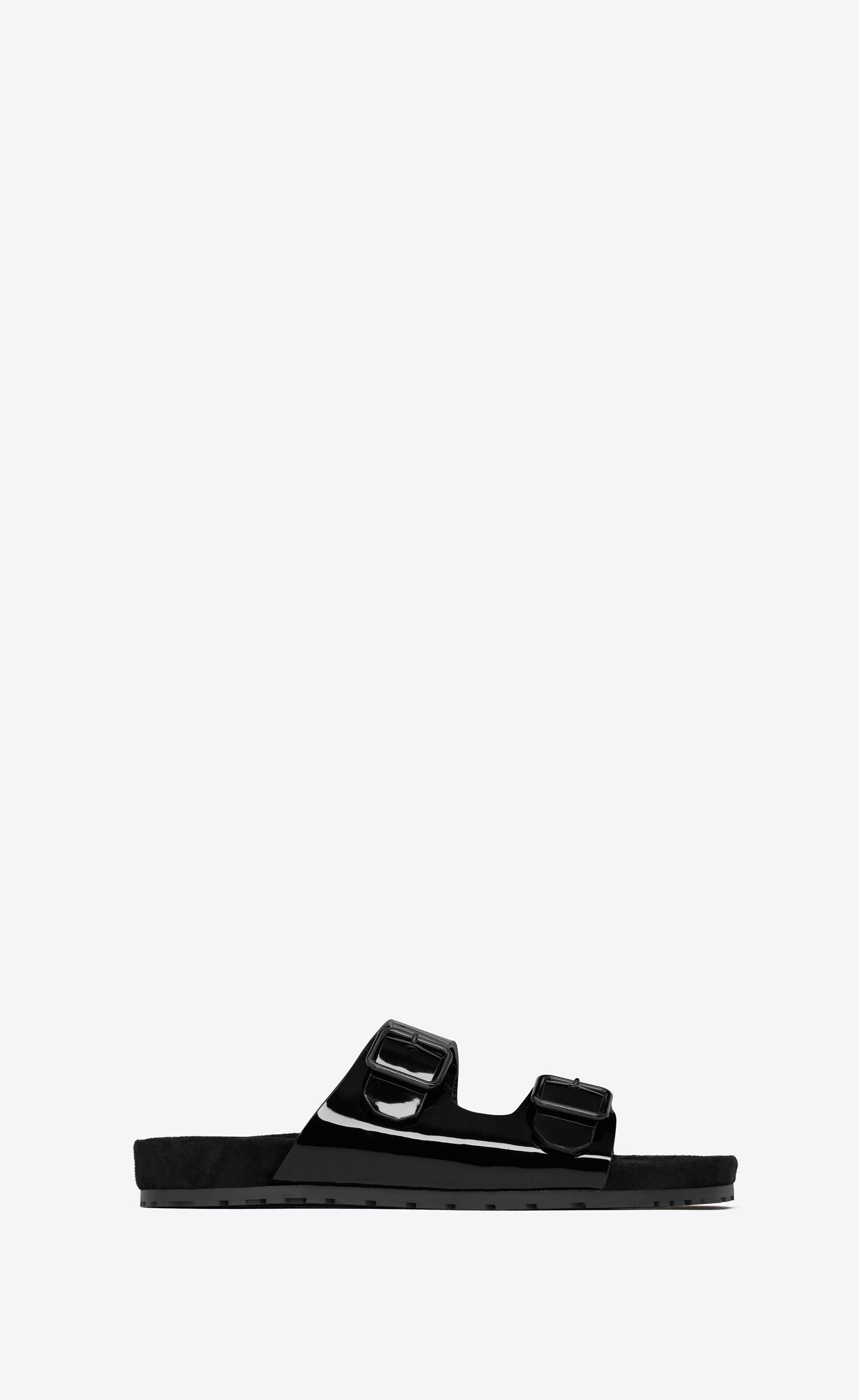 Saint Laurent Jimmy Flat Sandals In Patent Leather in Black for Men | Lyst