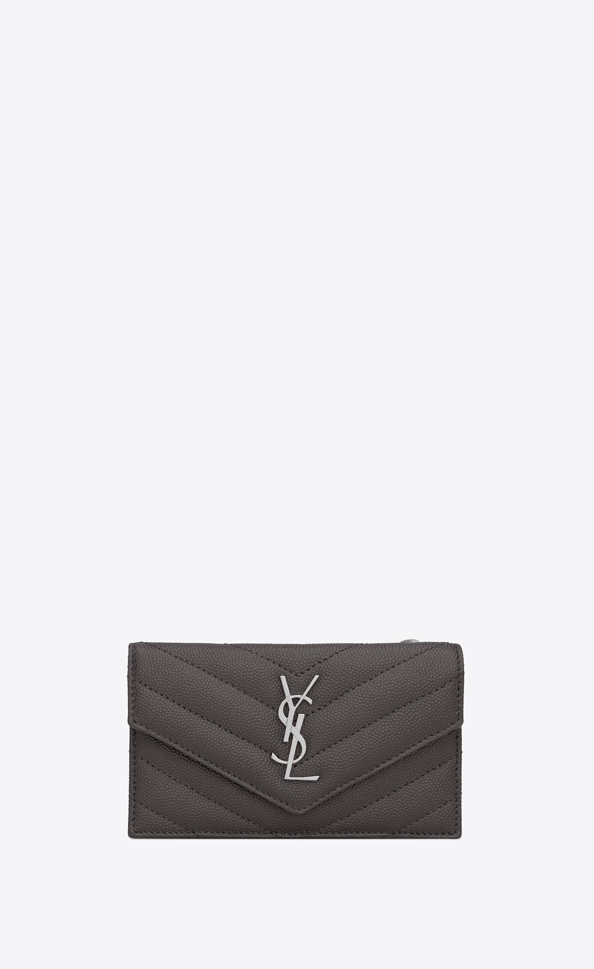 Saint Laurent Monogram Fragments Flap Card Case In Quilted Grain De Poudre  Embossed Leather | Lyst