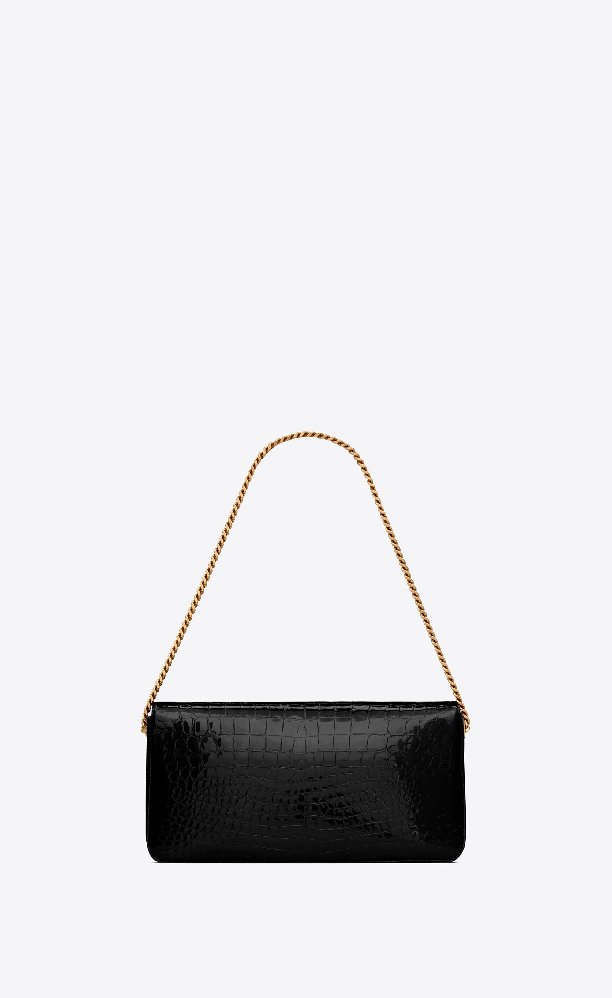 Kate Supple 99 Chain Bag In Crocodile-embossed Shiny Leather