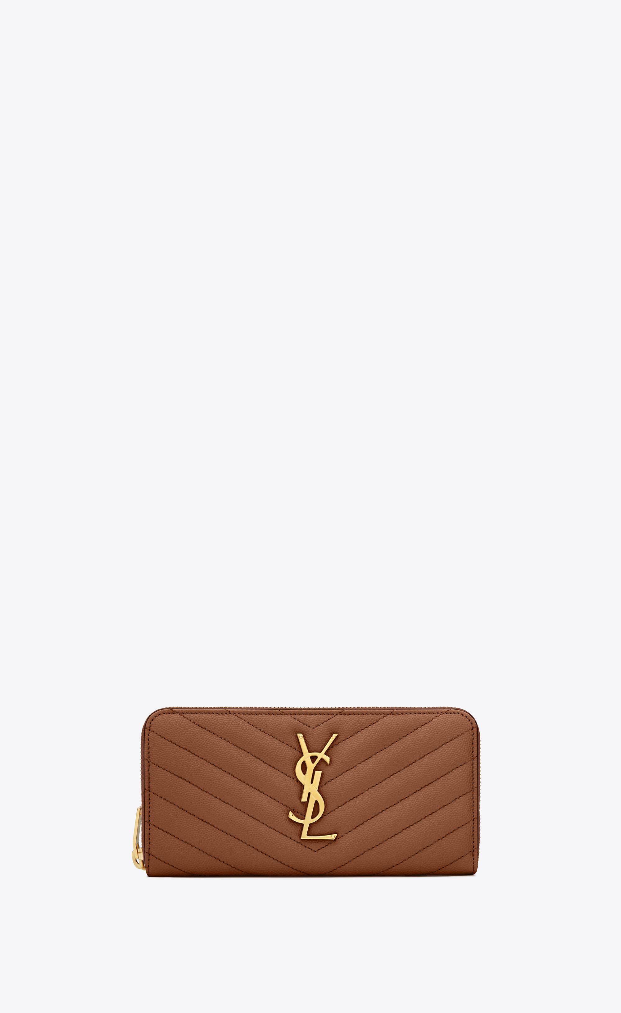 monogram zip around wallet in grain de poudre embossed leather