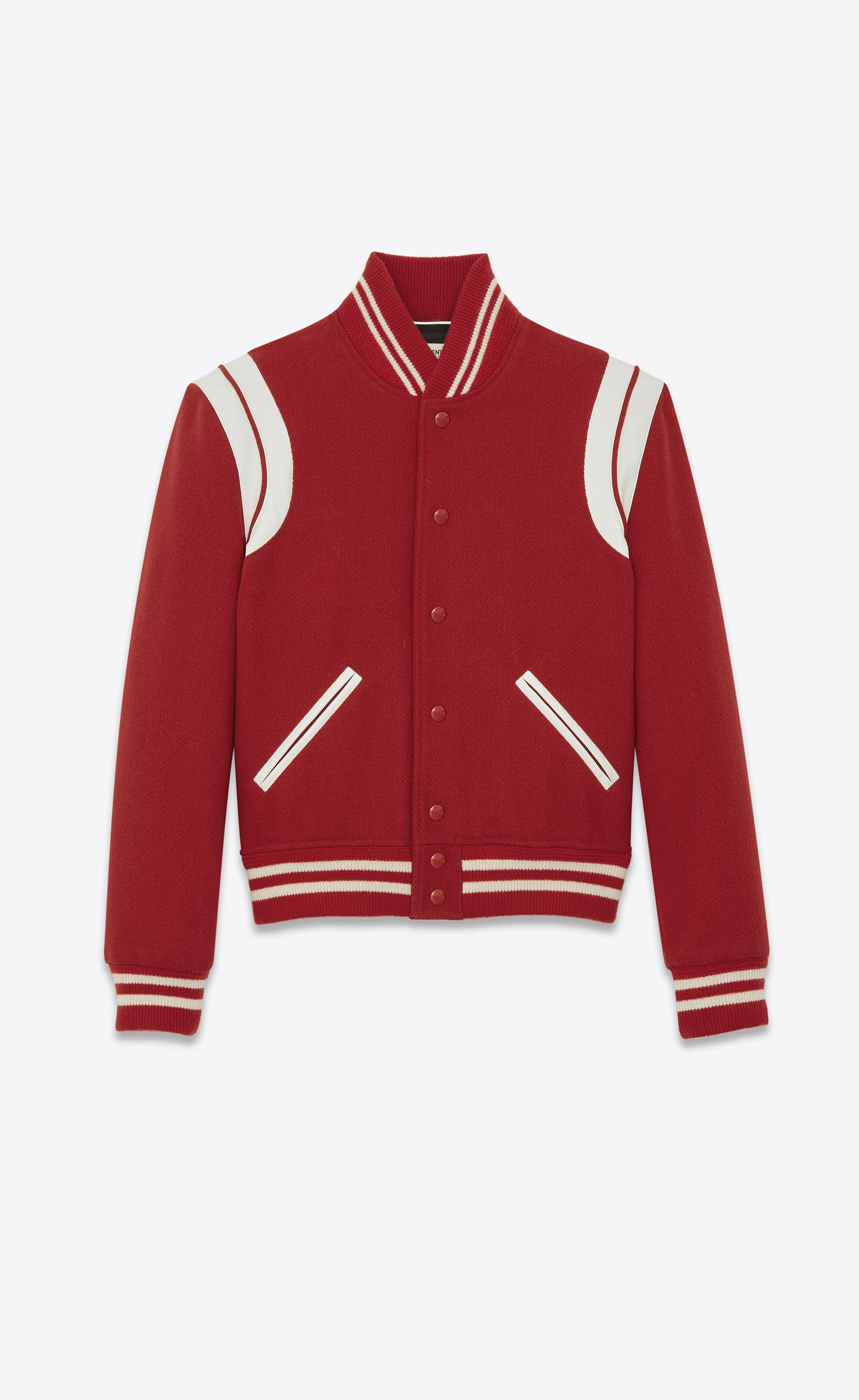 Saint Laurent Teddy Bomber Jacket in Red for Men | Lyst