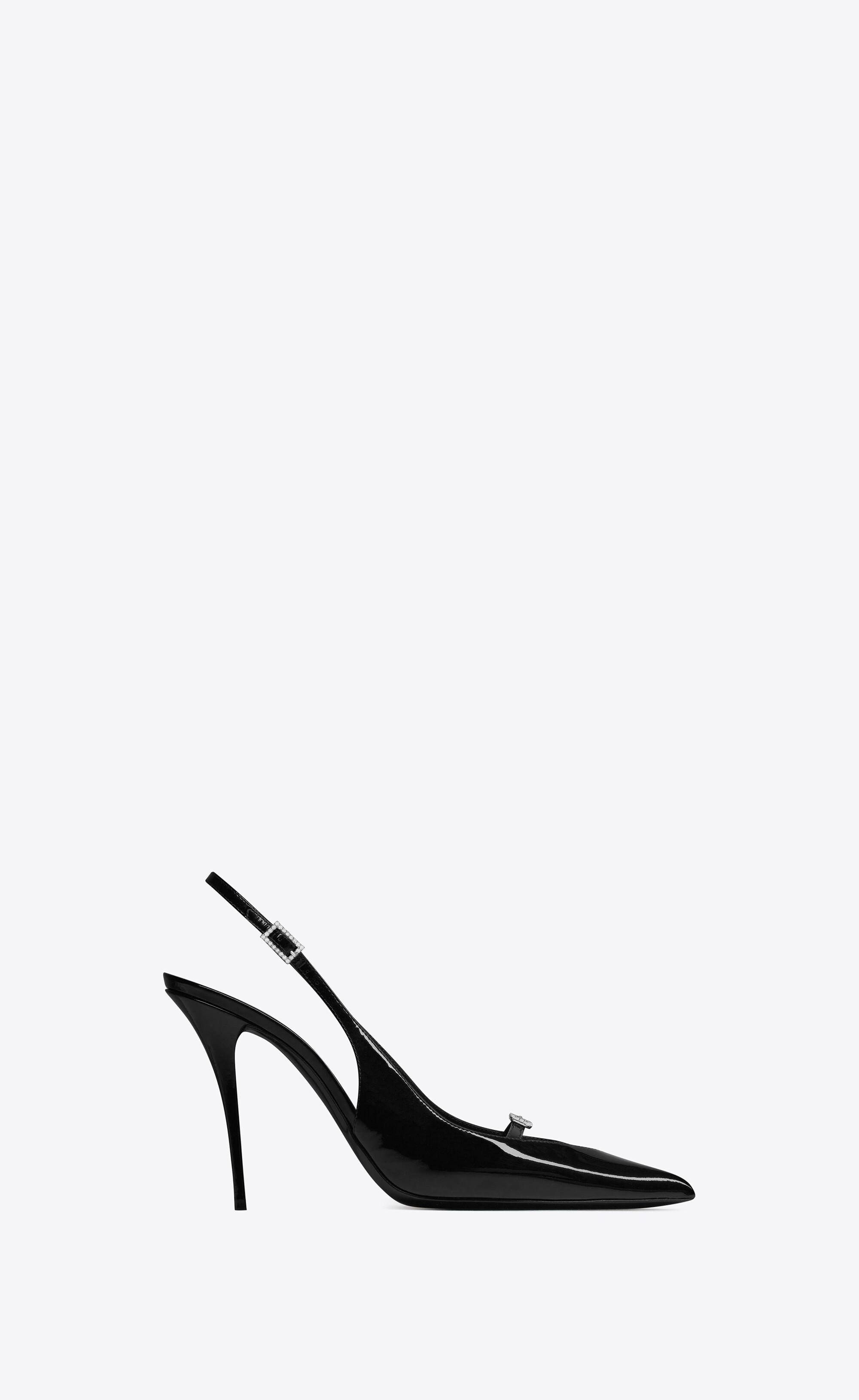 Saint Laurent Luna Slingback Pumps In Patent Leather in White | Lyst