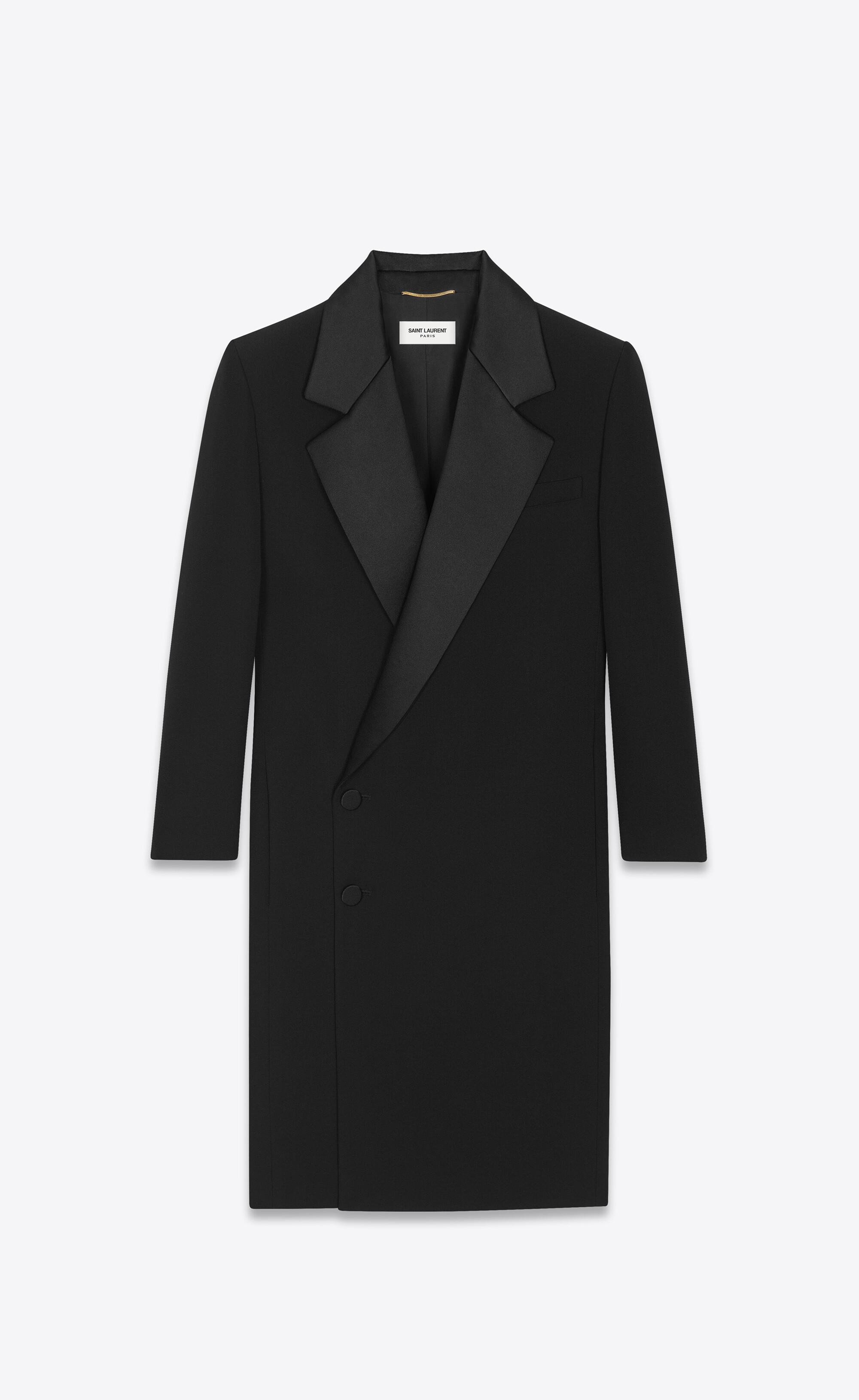 Saint Laurent Tuxedo Dress In Grain De Poudre in Black | Lyst