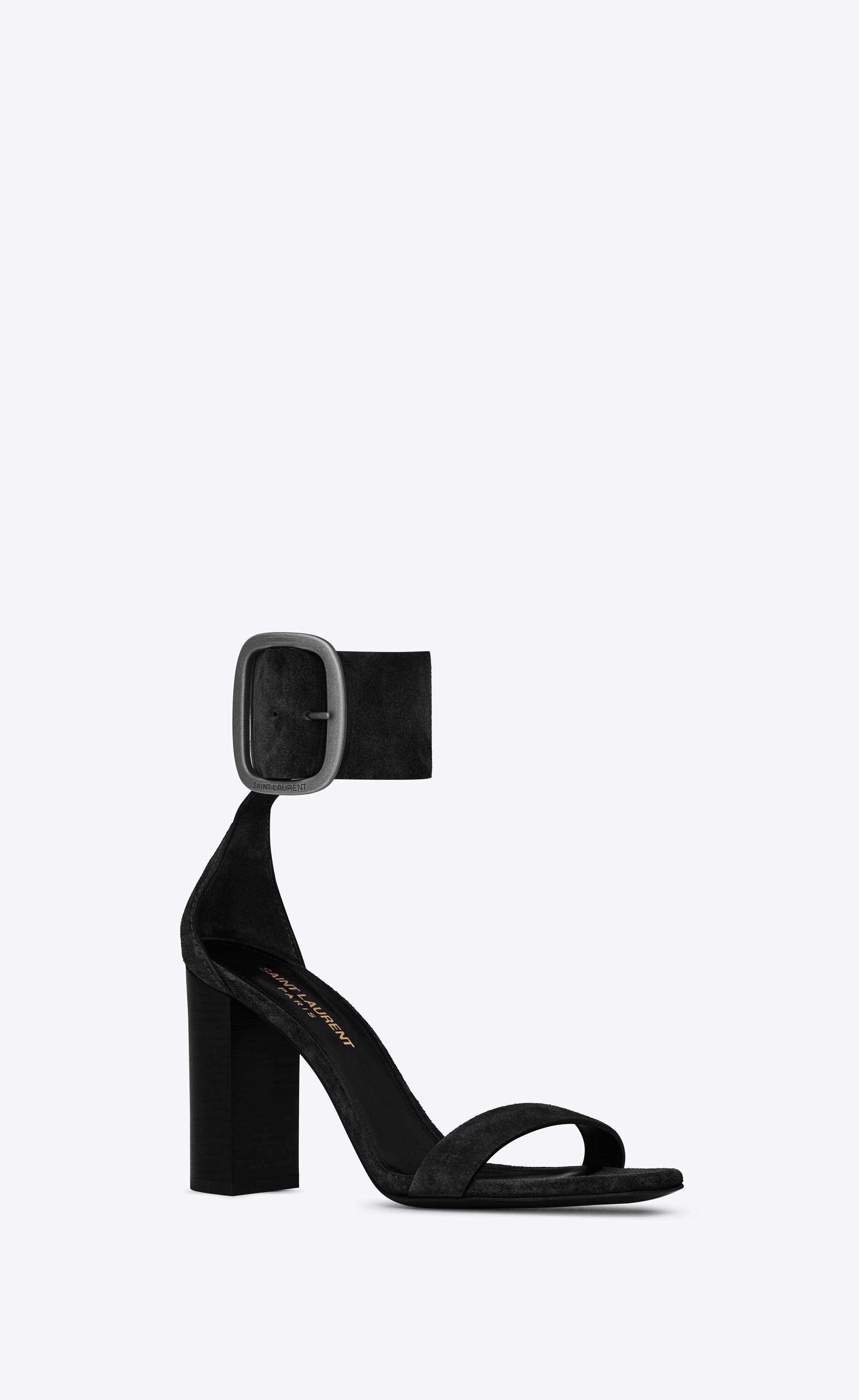 Saint Laurent LouLou Black Leather Buckle Sandals – Luxe Hudson Valley