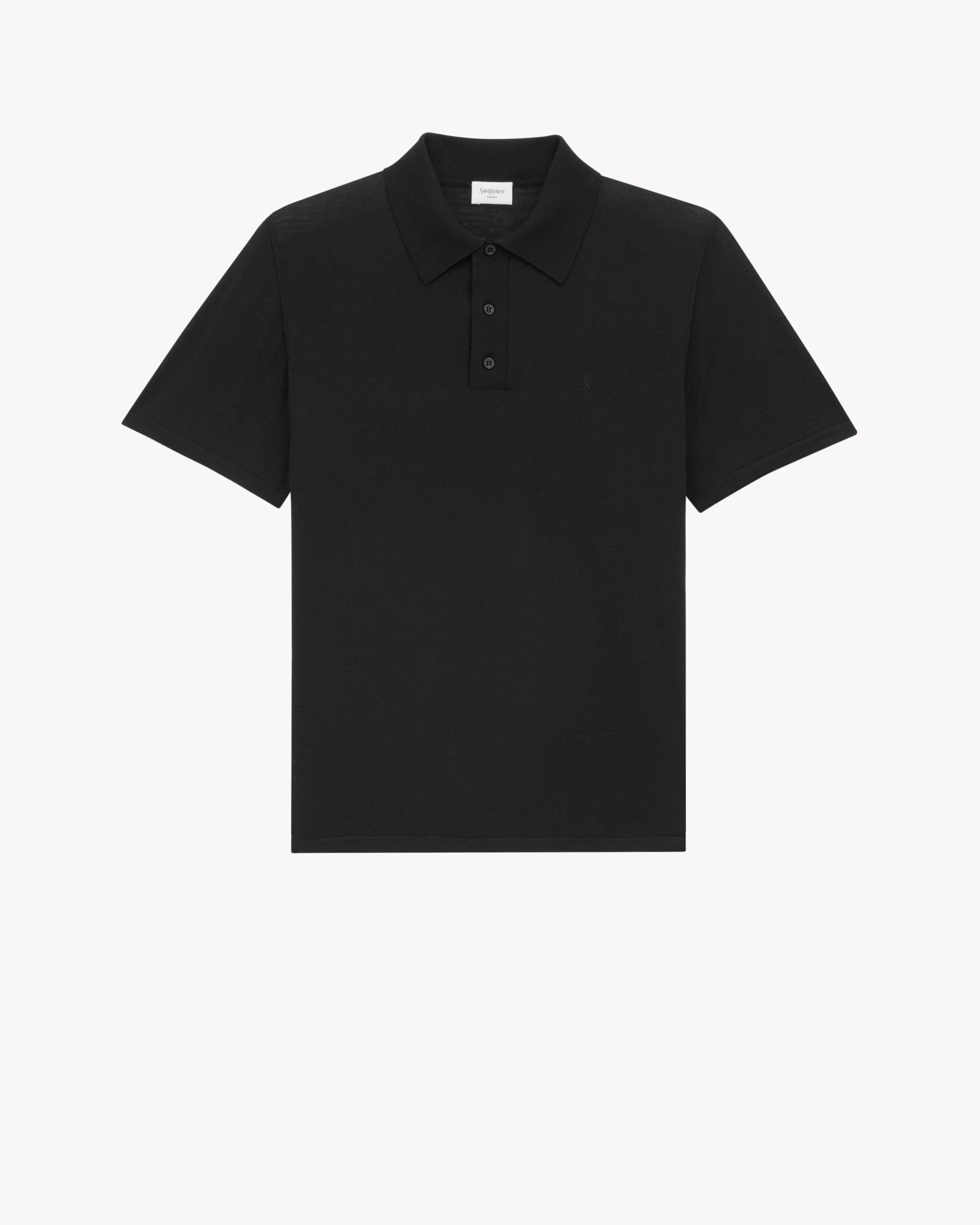 Tシャツ・カットソー SAINT LAURENT Black Wool Polo Shirt Saint Laurent Wool Polo Shirt | Black | FARFETCH