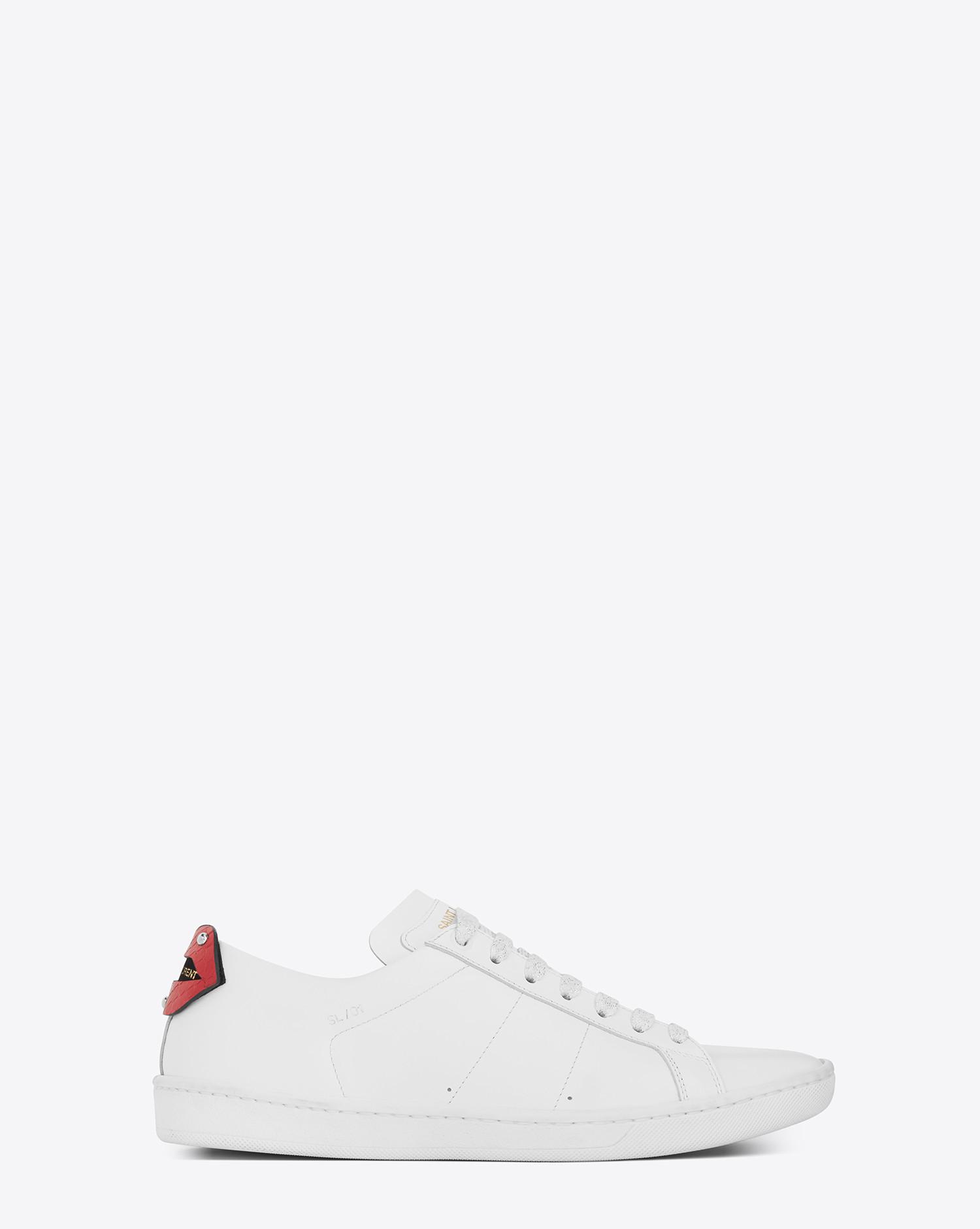 Saint Laurent Signature Court Classic Sl/06 Lips Sneaker In Optic White  Leather And Red And Blue Metallic Snakeskin | Lyst