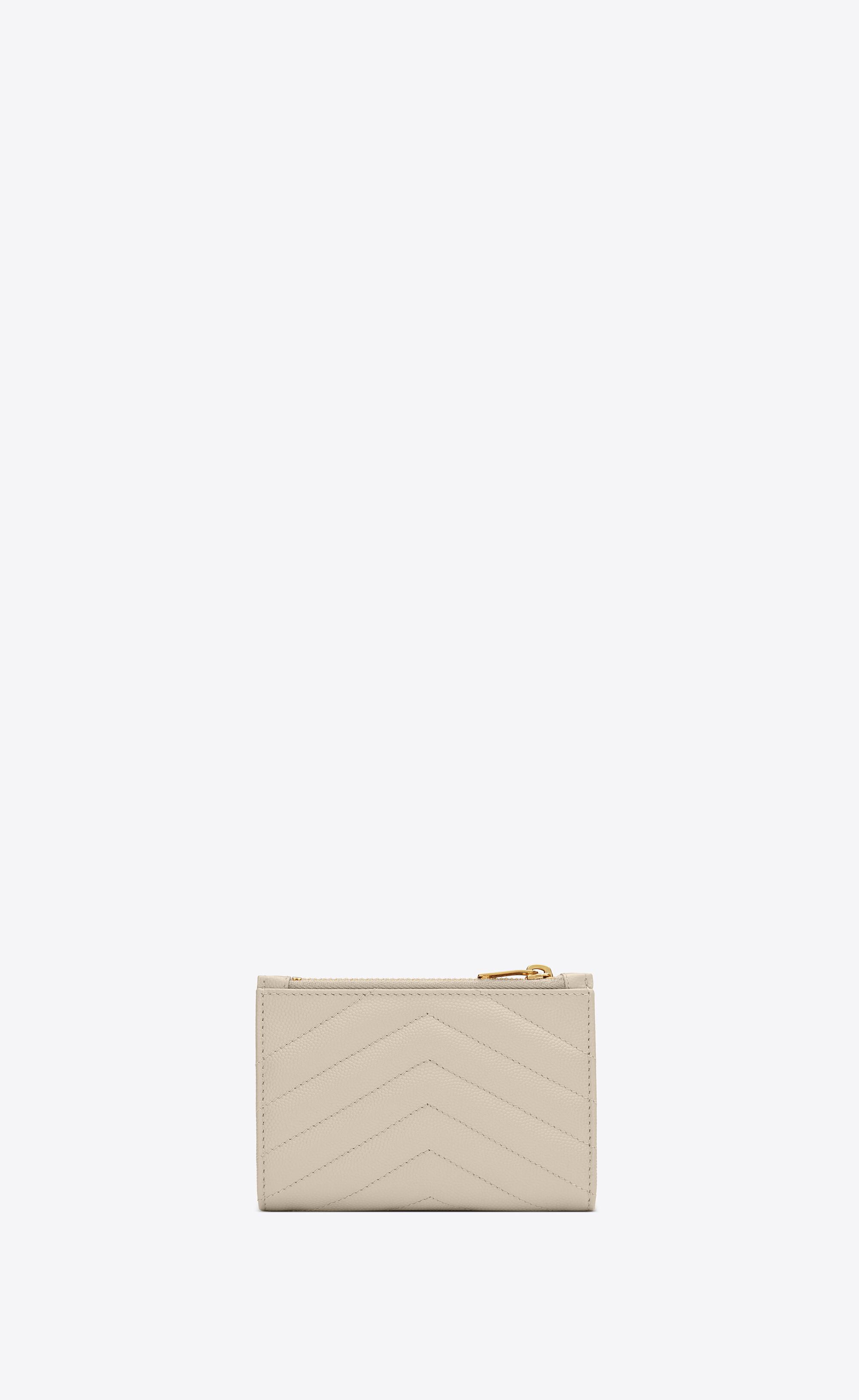 Saint Laurent Cassandre Matelass Fragments Zipped Bi fold Wallet