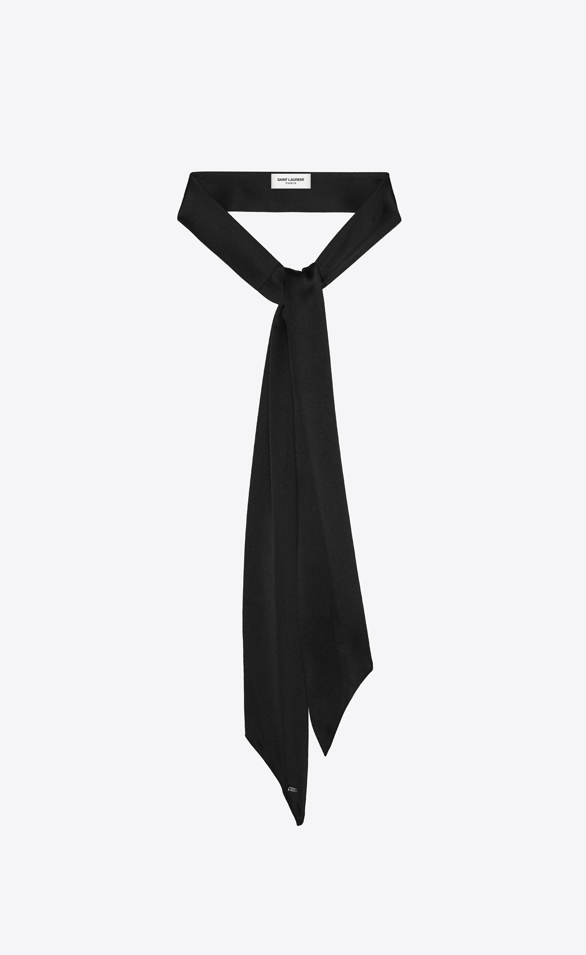 Saint Laurent Short Lavallière Scarf In Silk Satin in Black | Lyst