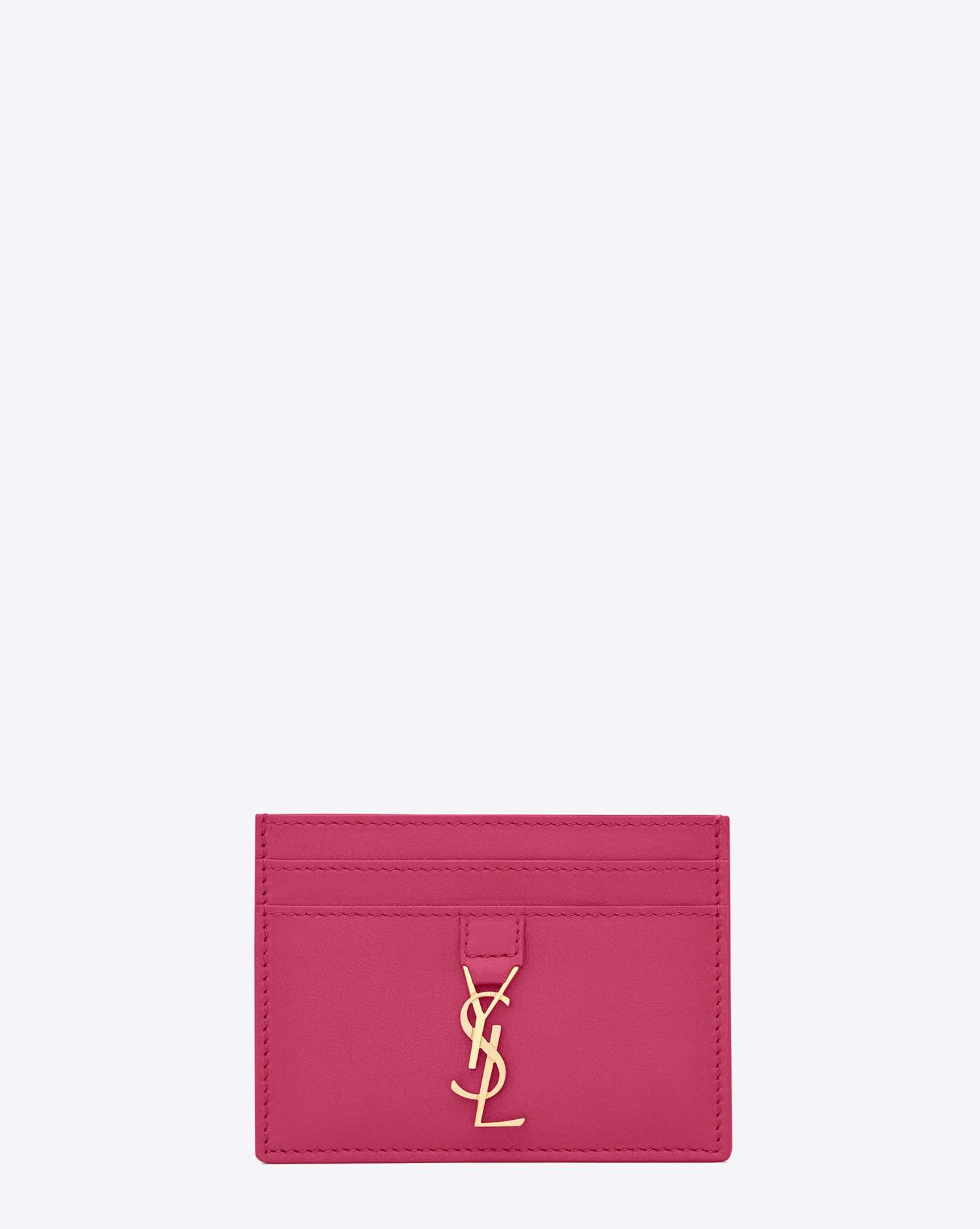 Saint Laurent Ysl Credit Card Case In Lipstick Fuchsia Leather in Pink |  Lyst