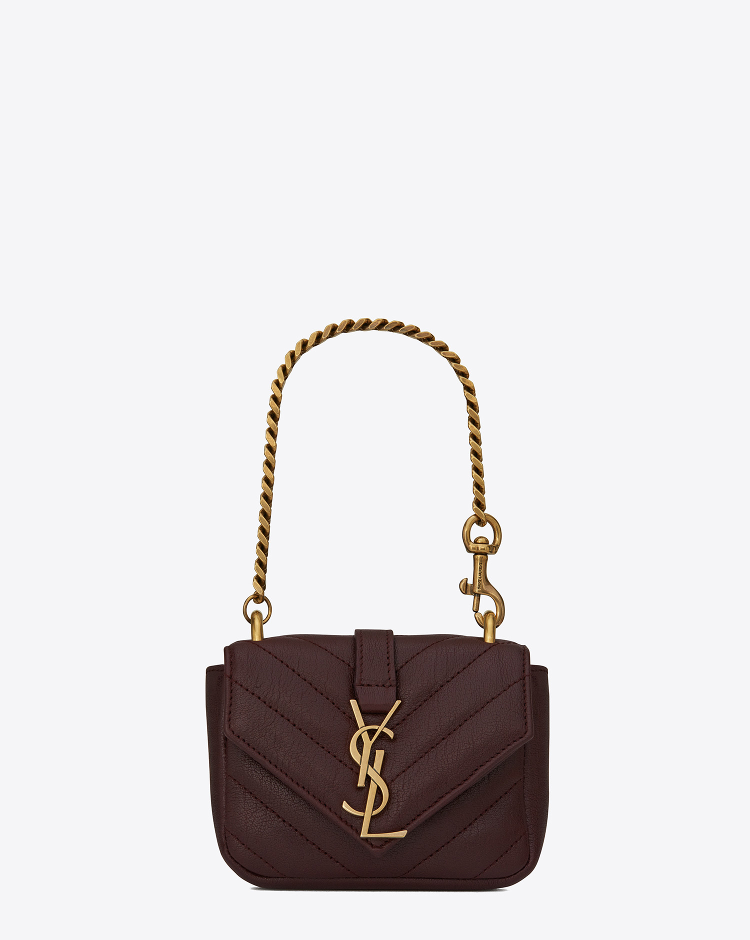 Saint Laurent Mini College Bag In Bordeaux Matelassé Leather | Lyst