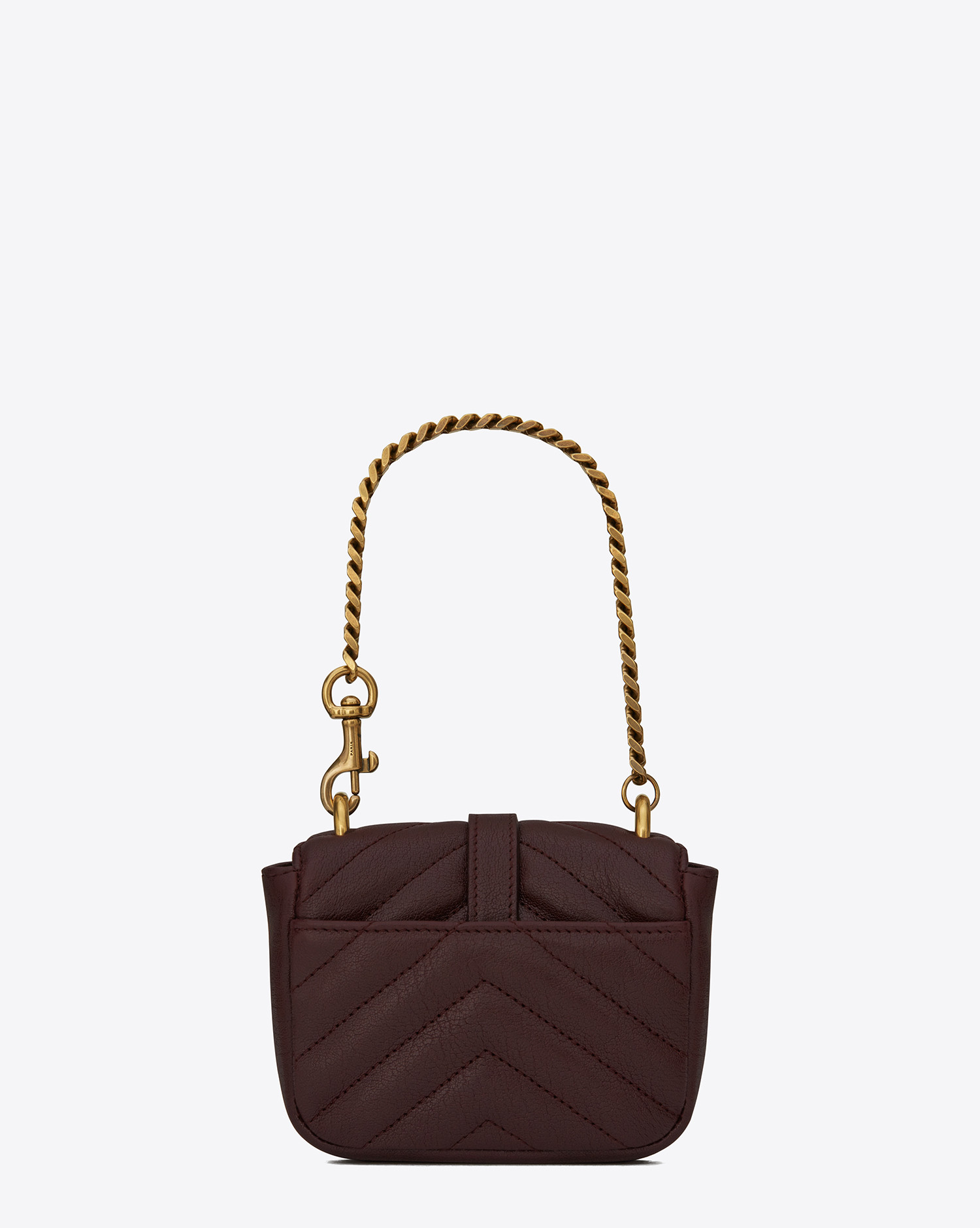 Saint Laurent Mini College Bag In Bordeaux Matelassé Leather