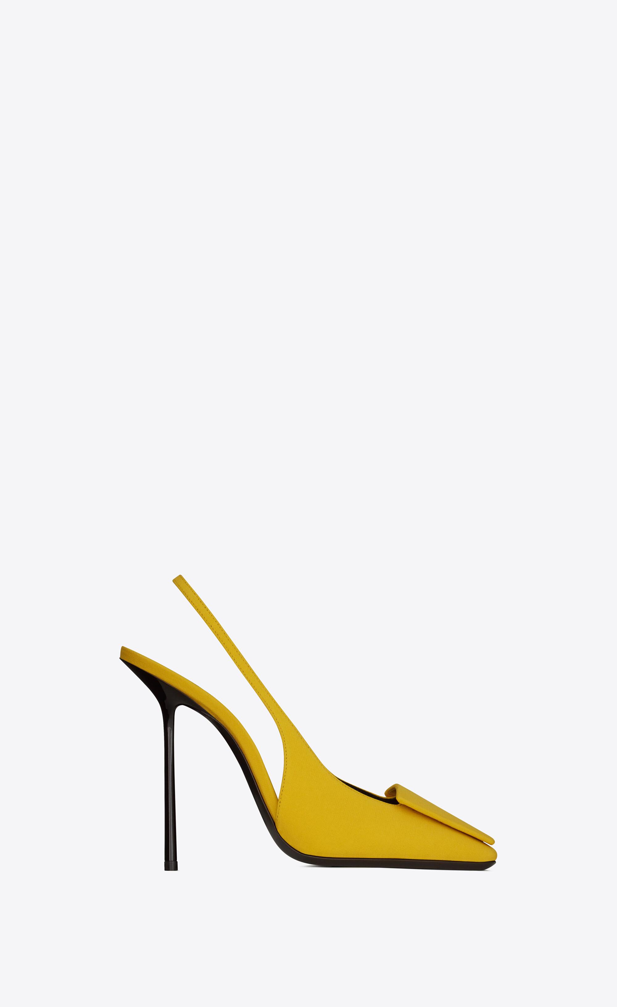 Saint Laurent Maxine Slingback Pumps In Crepe De Chine in Yellow