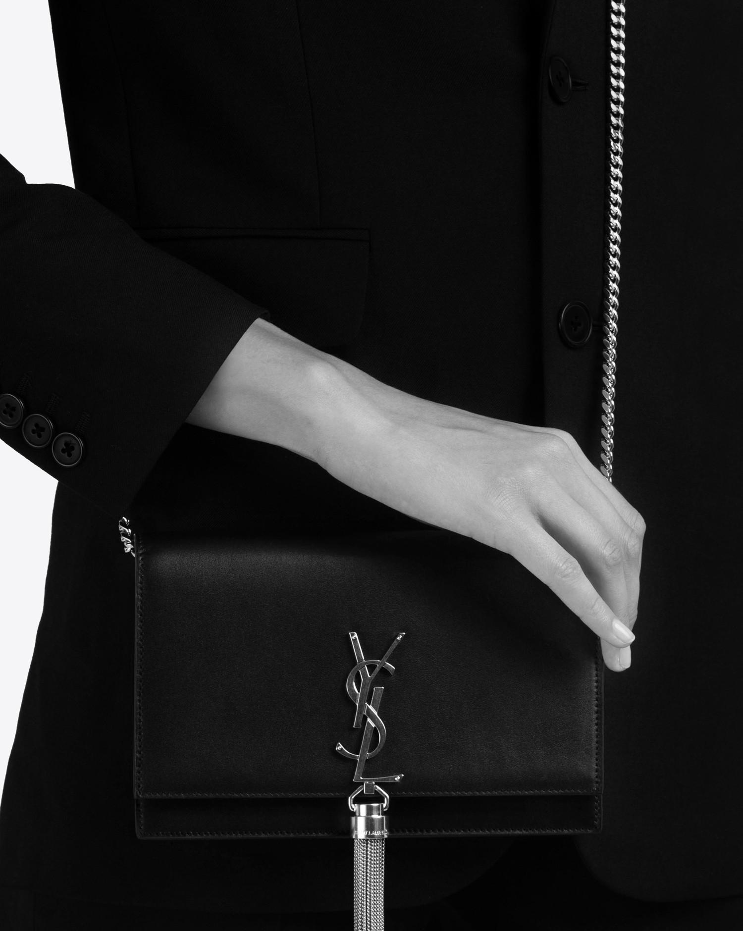 Saint Laurent Kate Chain Wallet With Tassel In Smooth Leather in 