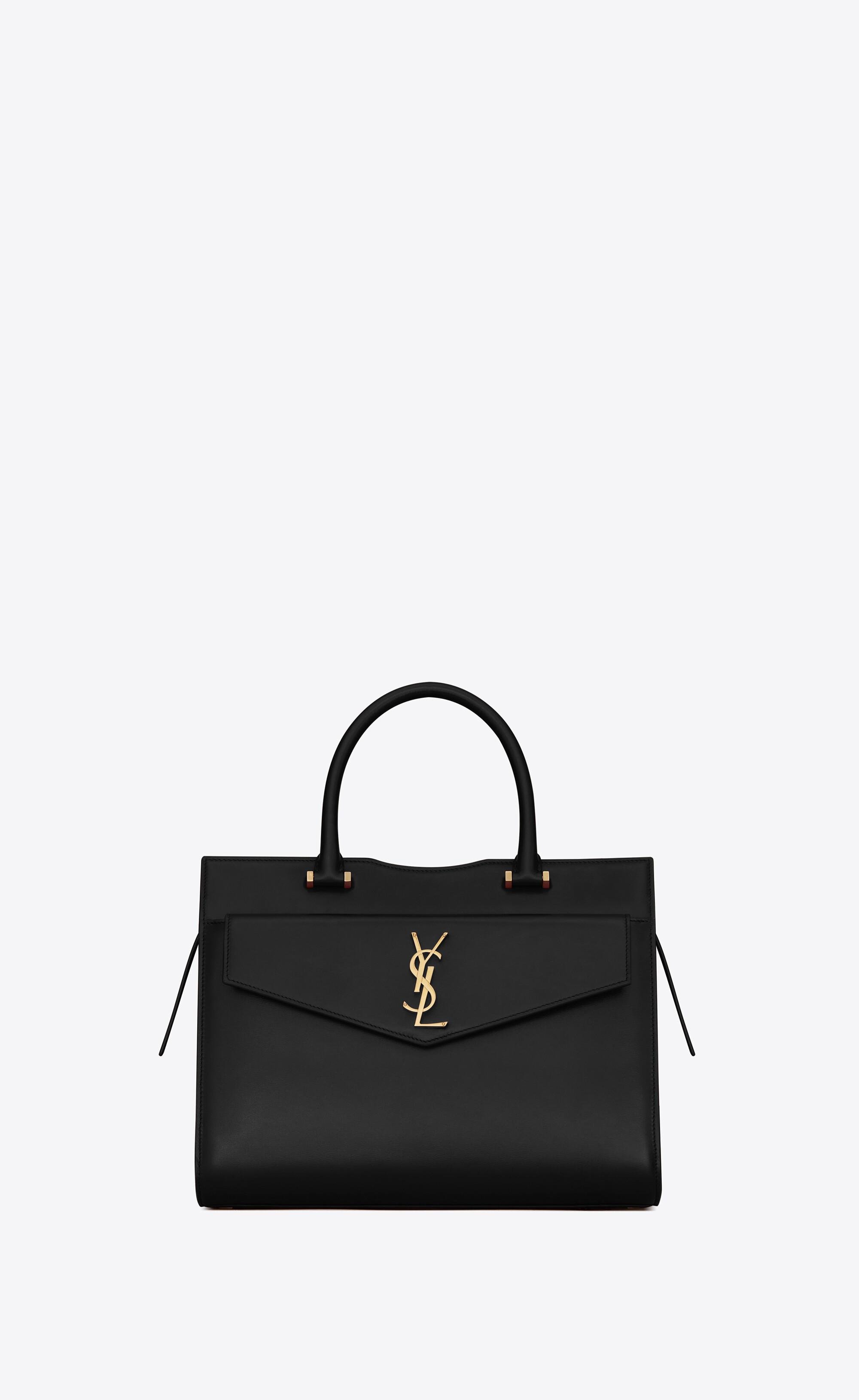 Saint Laurent - Authenticated Uptown Handbag - Leather Black Plain For Woman, Very Good condition