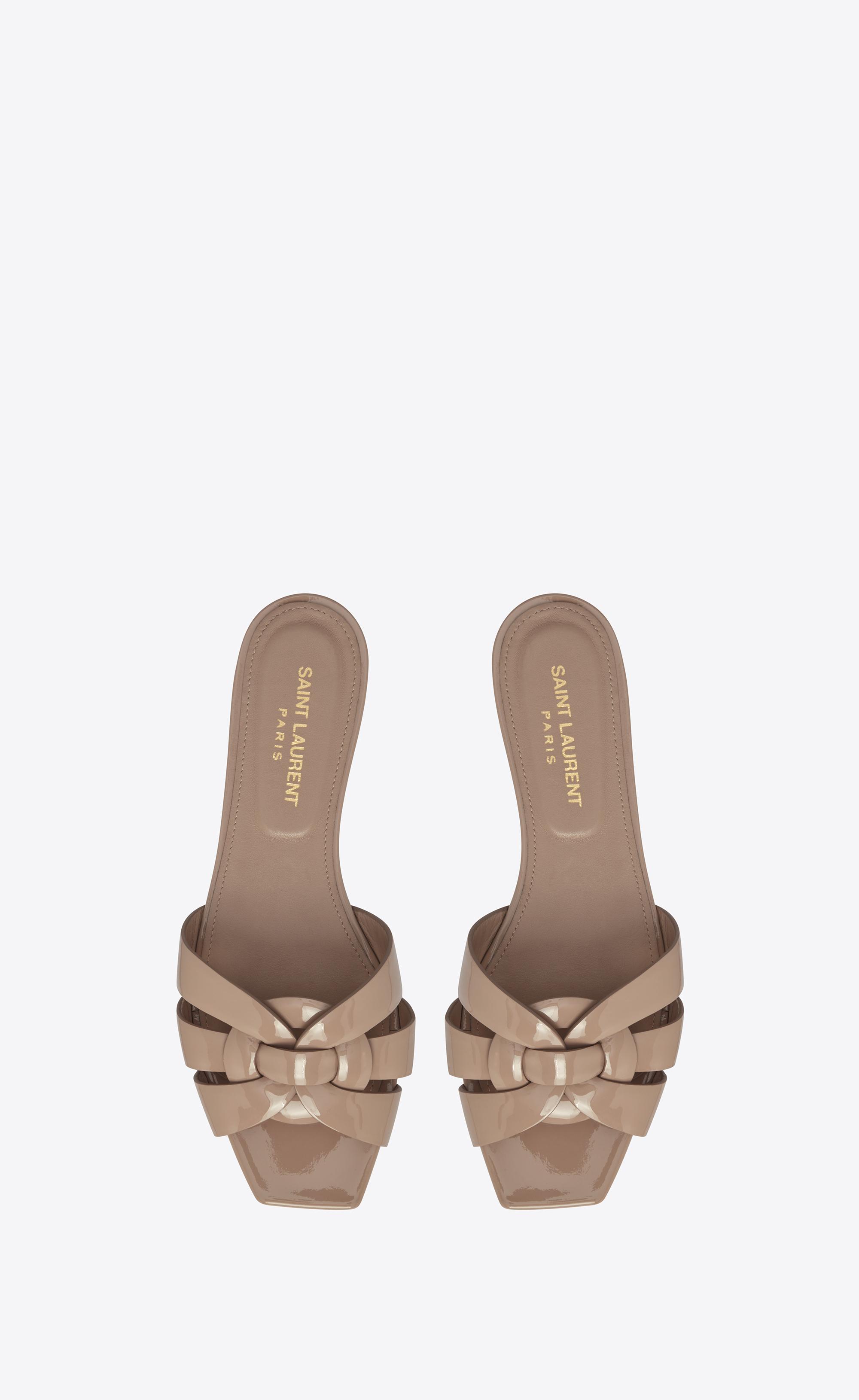 tribute mules in patent leather