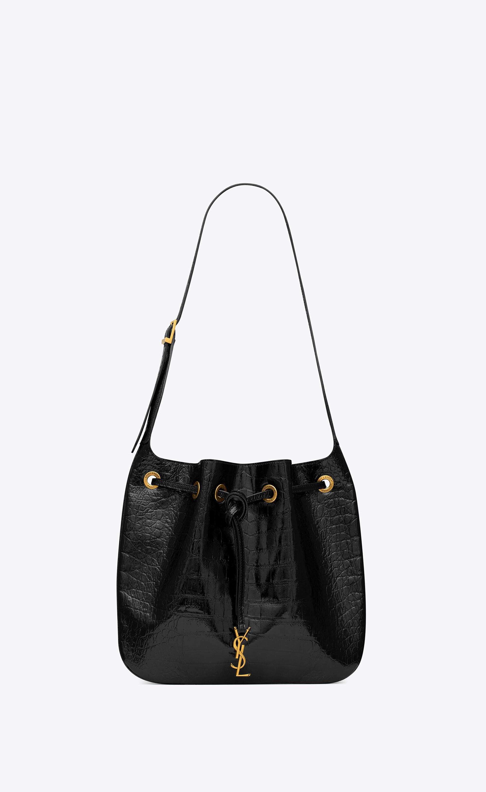 Saint Laurent Paris Vii Medium Hobo Bag In Crocodileembossed Patent
