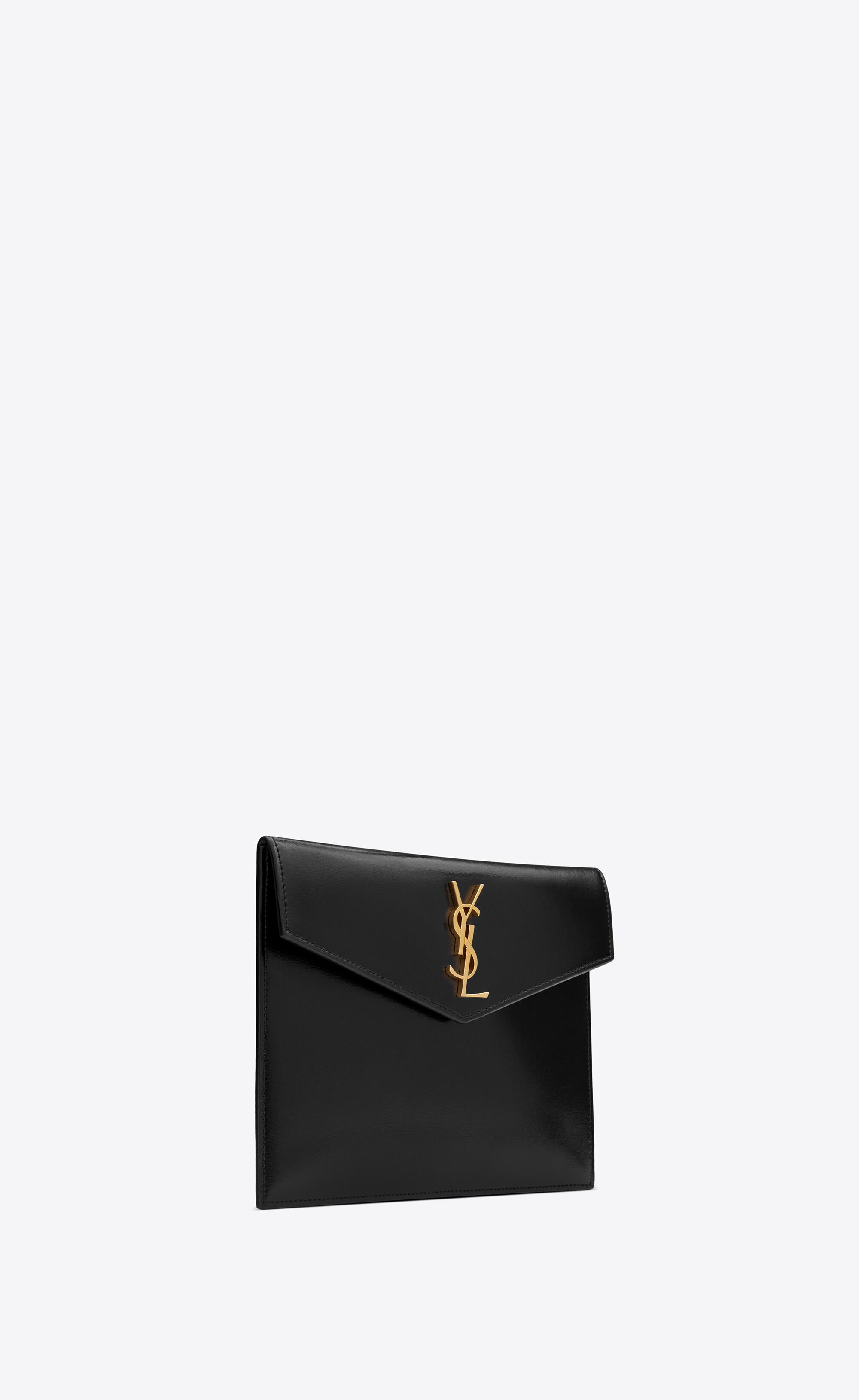uptown calfskin leather envelope clutch