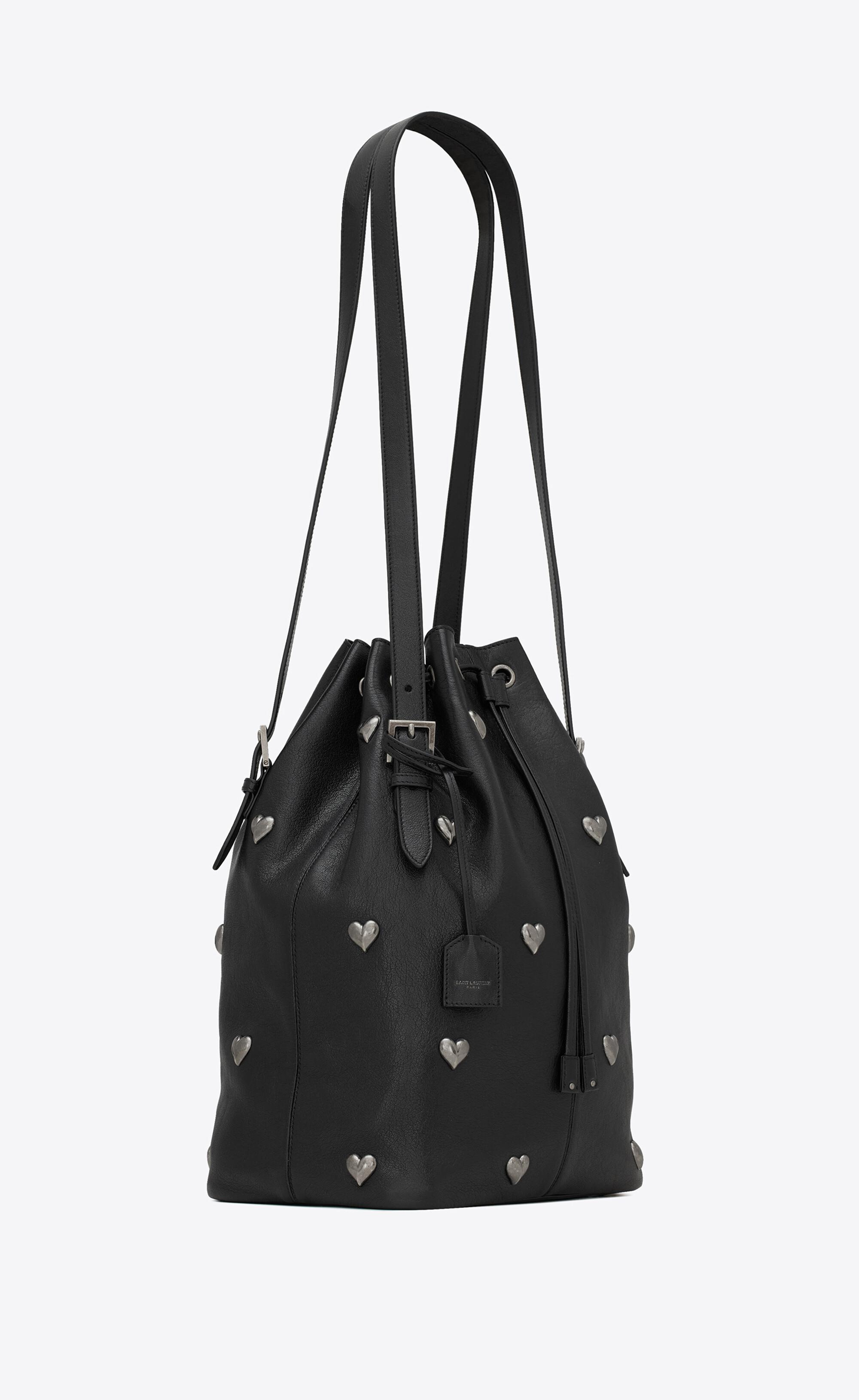 Saint Laurent Rivage Medium Bucket In Vintage Leather And Heart shaped Studs in Black Lyst UK