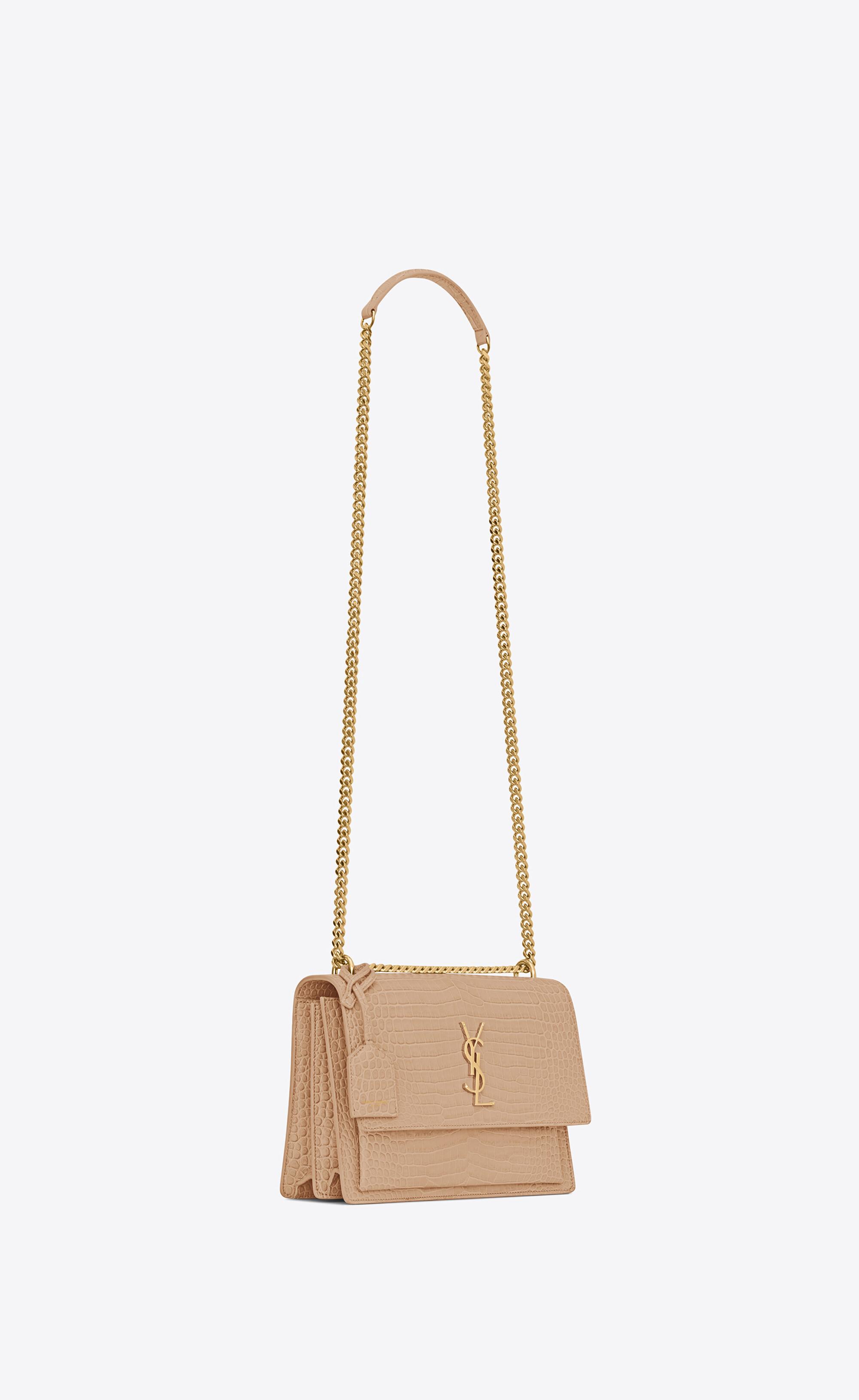 sunset medium in crocodile embossed shiny leather