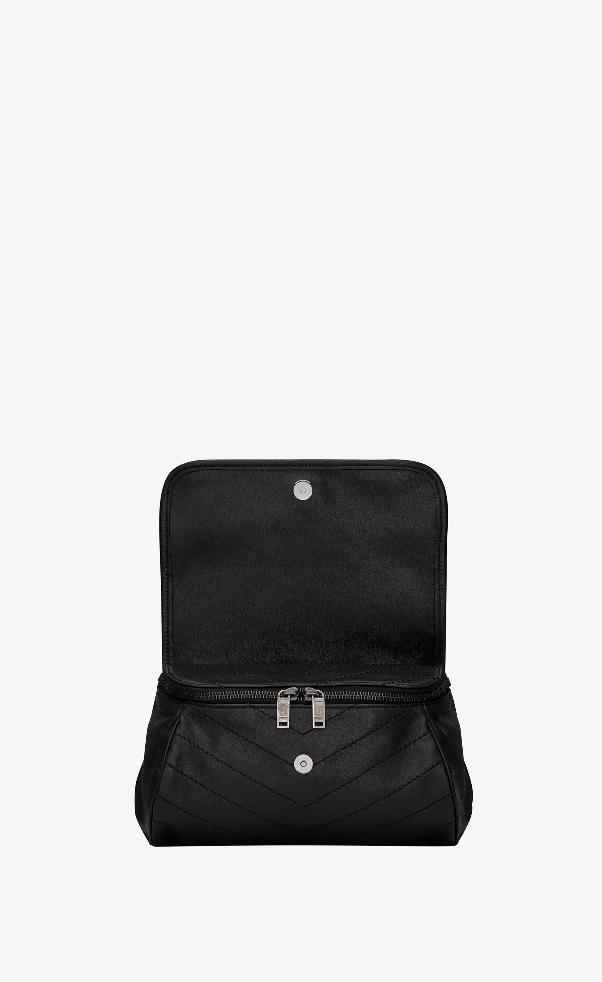 SAINT LAURENT Crinkled Calfskin Matelasse Monogram Niki Body Bag Black  1311806
