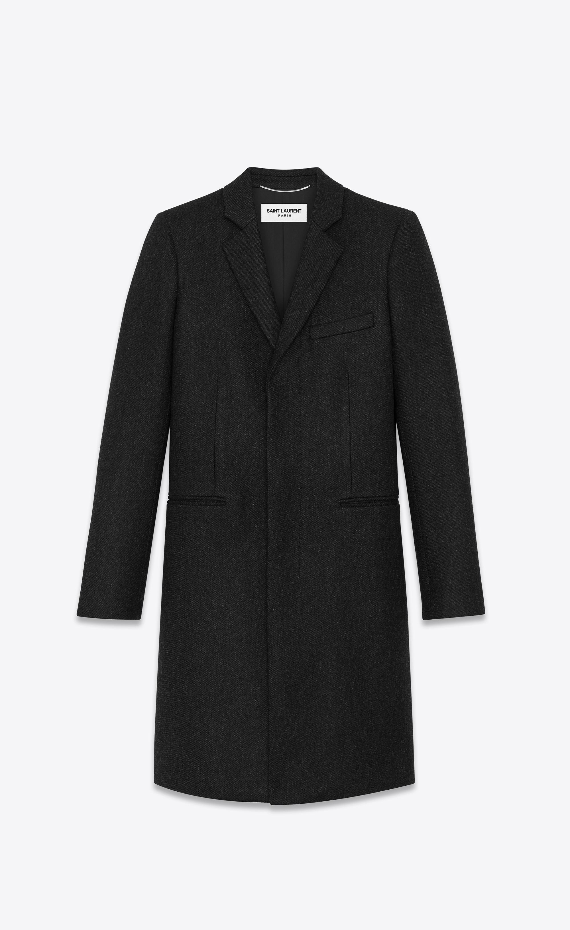 Saint Laurent Chesterfield Wool Coat in Black for Men - Lyst