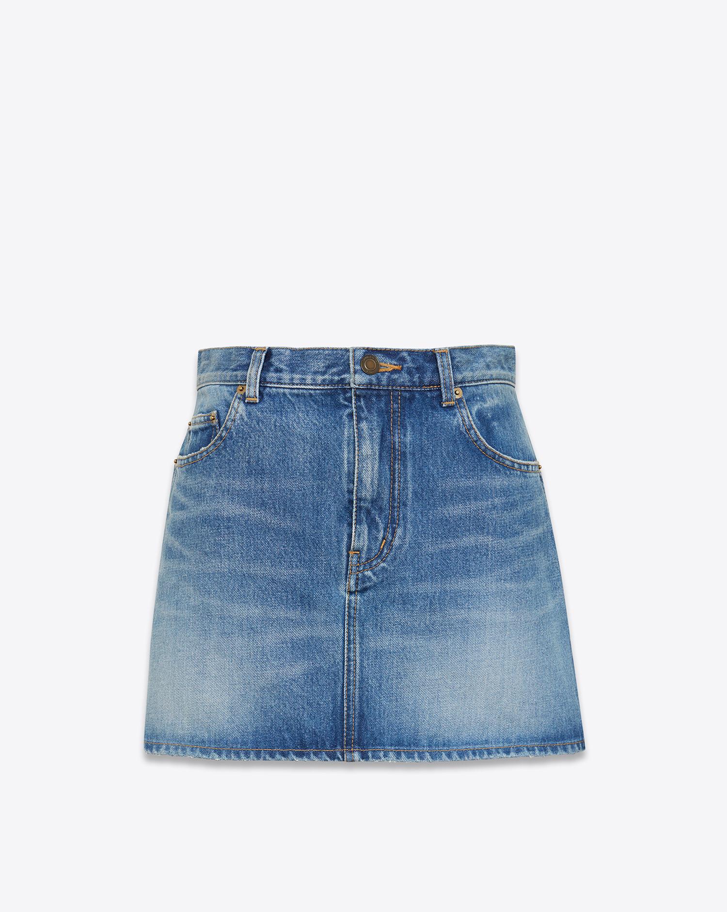 Saint Laurent Cotton Short Skirts In Blue Lyst 3574
