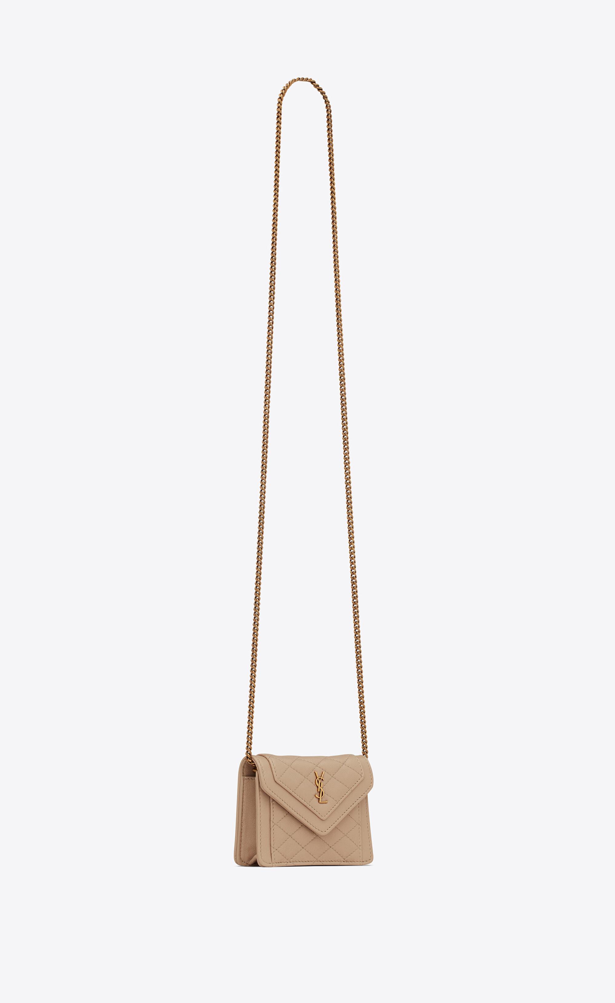 Saint Laurent Gaby Micro In Quilted Lambskin in Natural