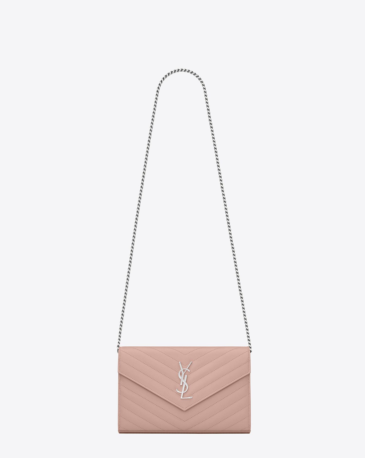 Saint Laurent Monogram Wallet-On-Chain - Pink