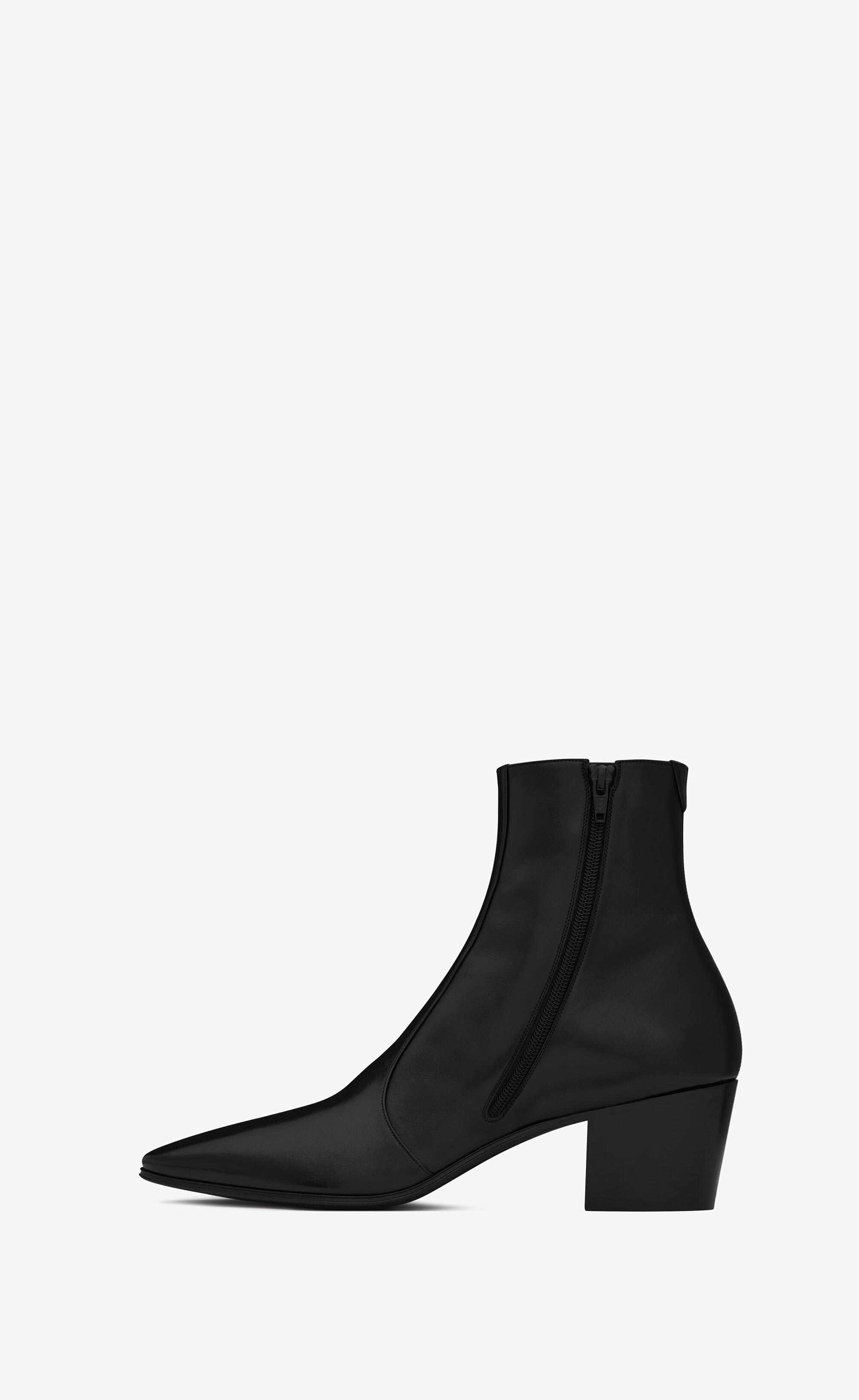 Saint Laurent Vassili Zipped Boots In Smooth Leather in Black for Men | Lyst
